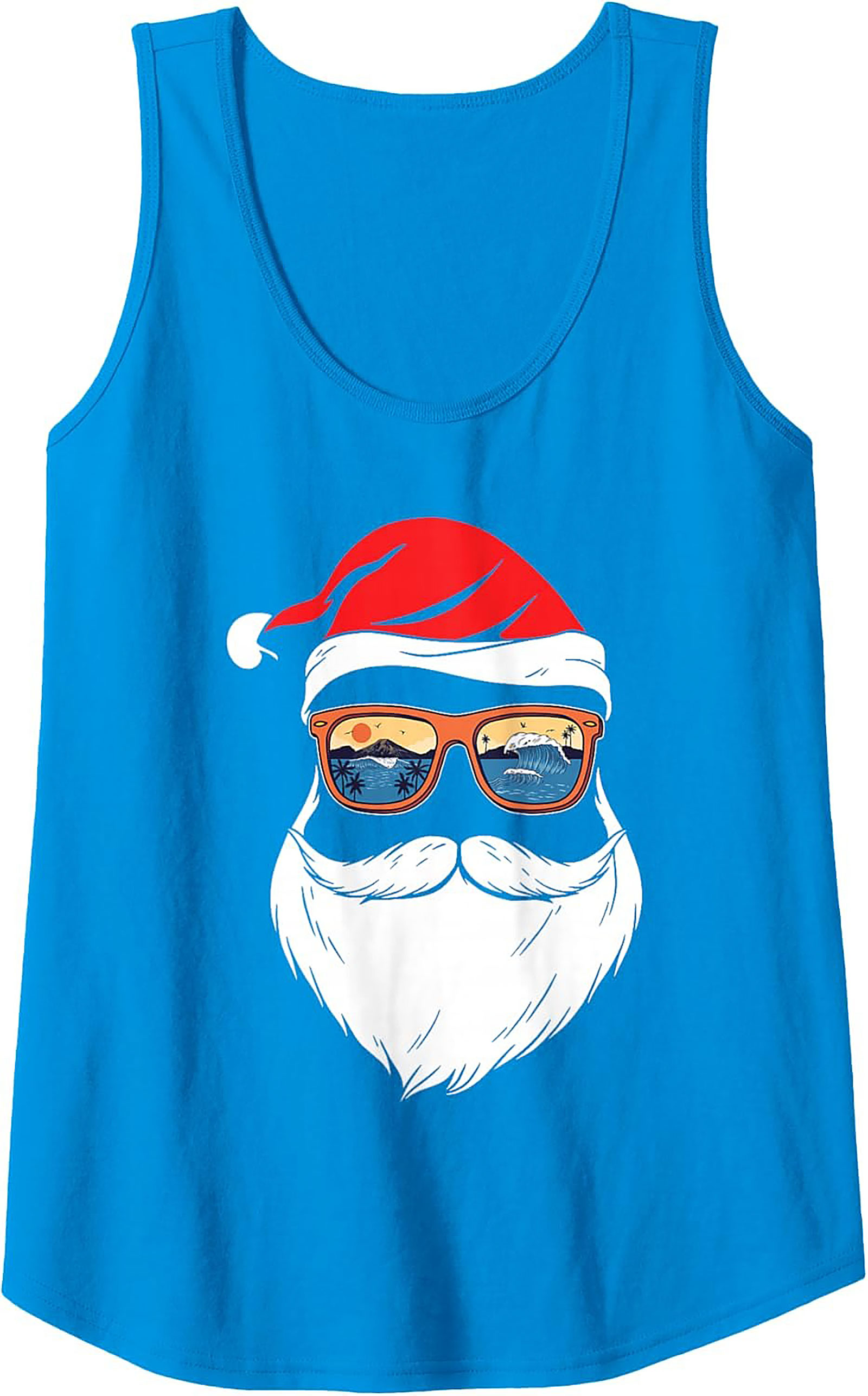Santa Rave Top Tropical Santa Tank Top Christmas in July Graphic