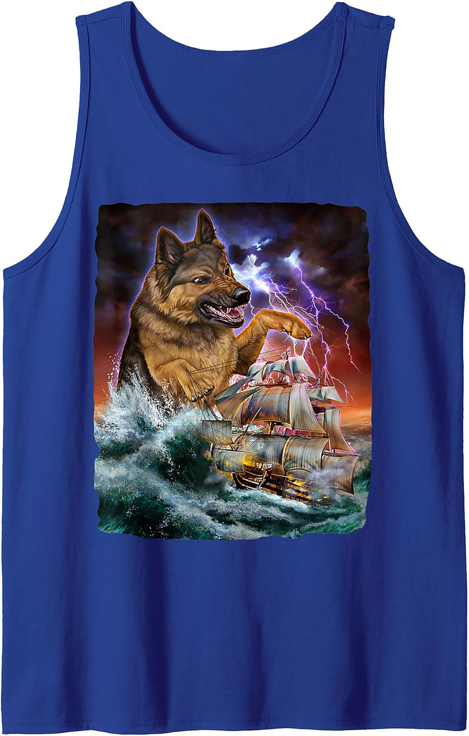 Giant German Shepherd Graphic Tank | Kaiju Dog Storm Unisex Tank Top