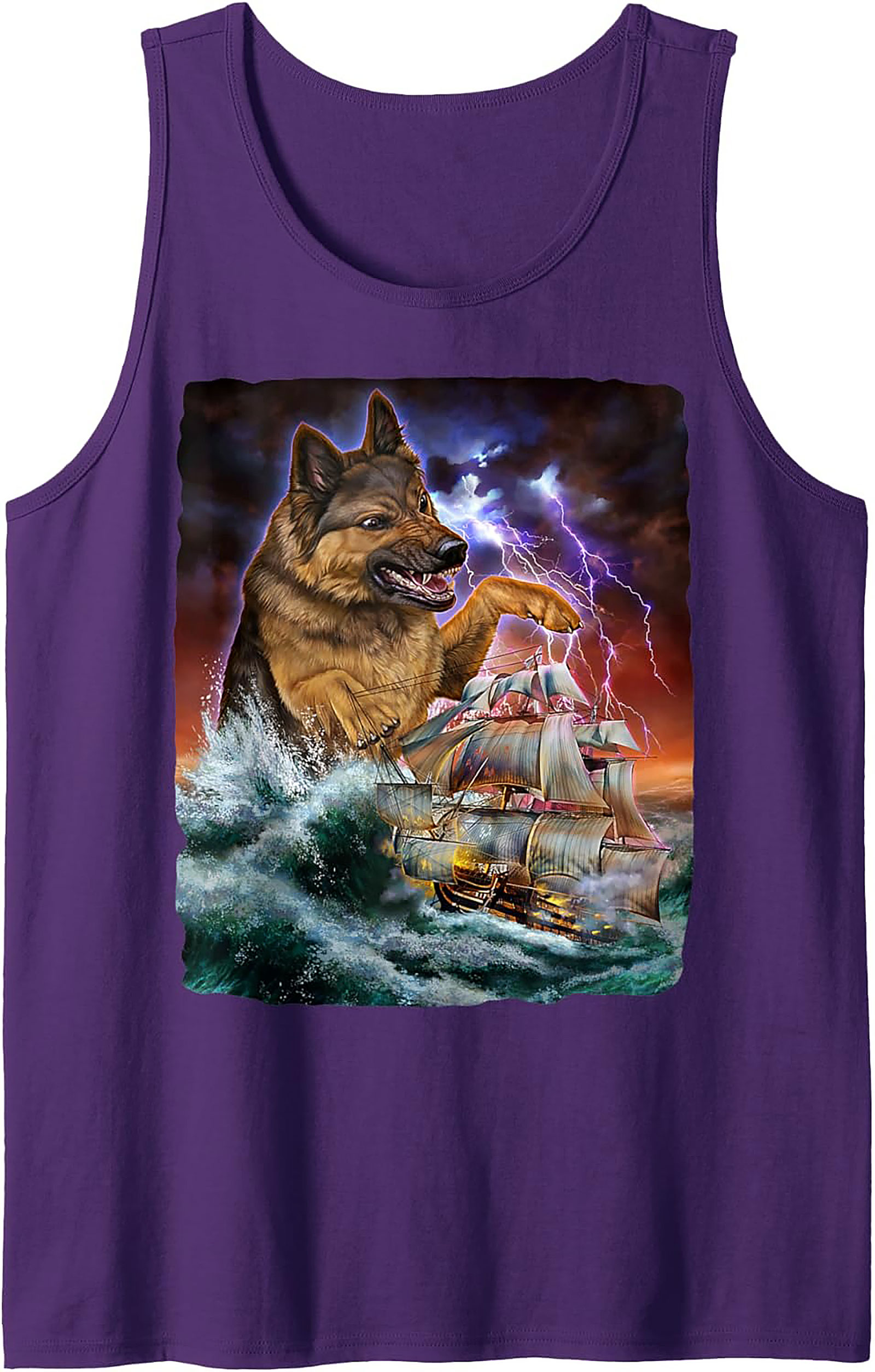 Giant German Shepherd Graphic Tank | Kaiju Dog Storm Unisex Tank Top