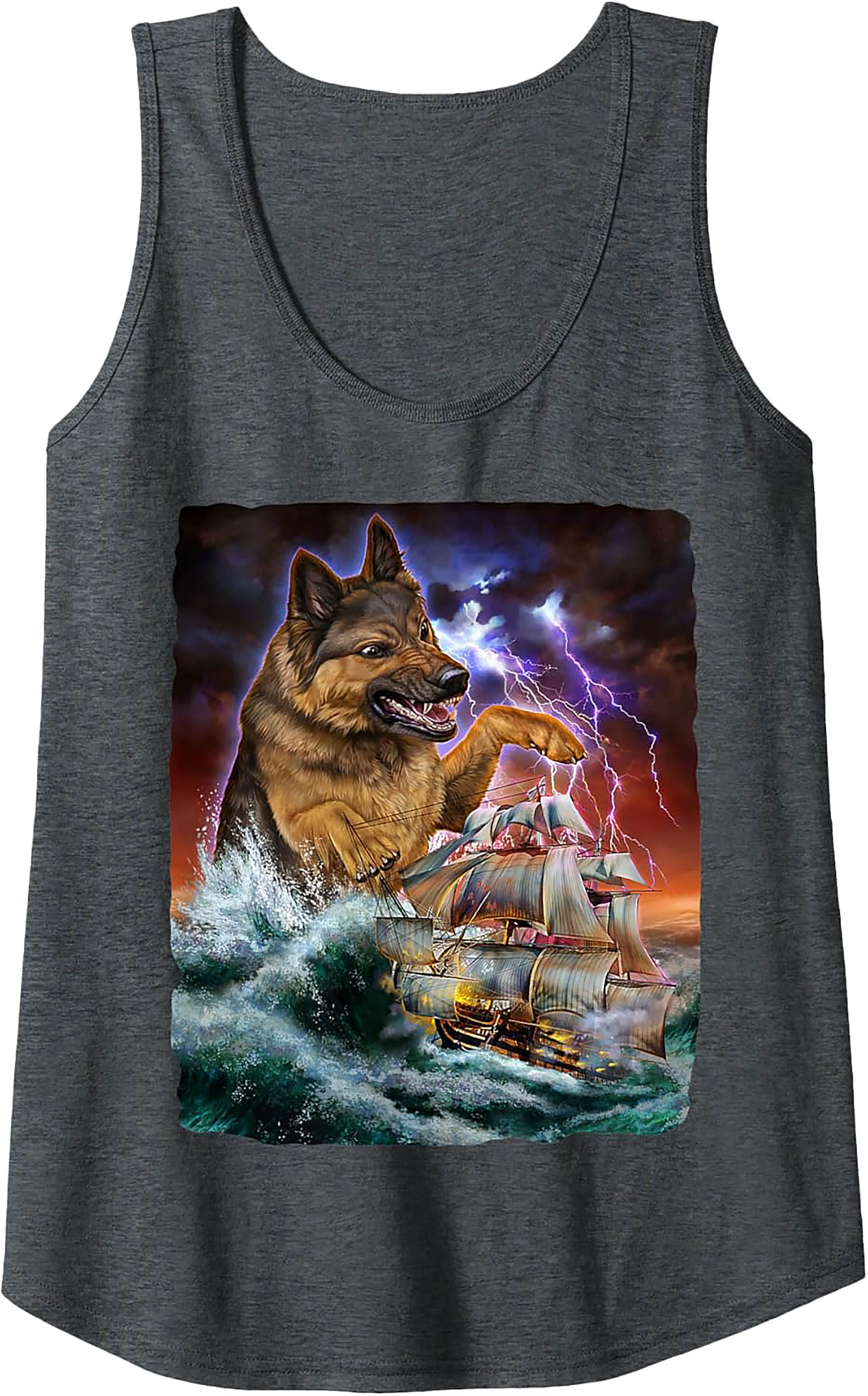 Giant German Shepherd Graphic Tank | Kaiju Dog Storm Unisex Tank Top