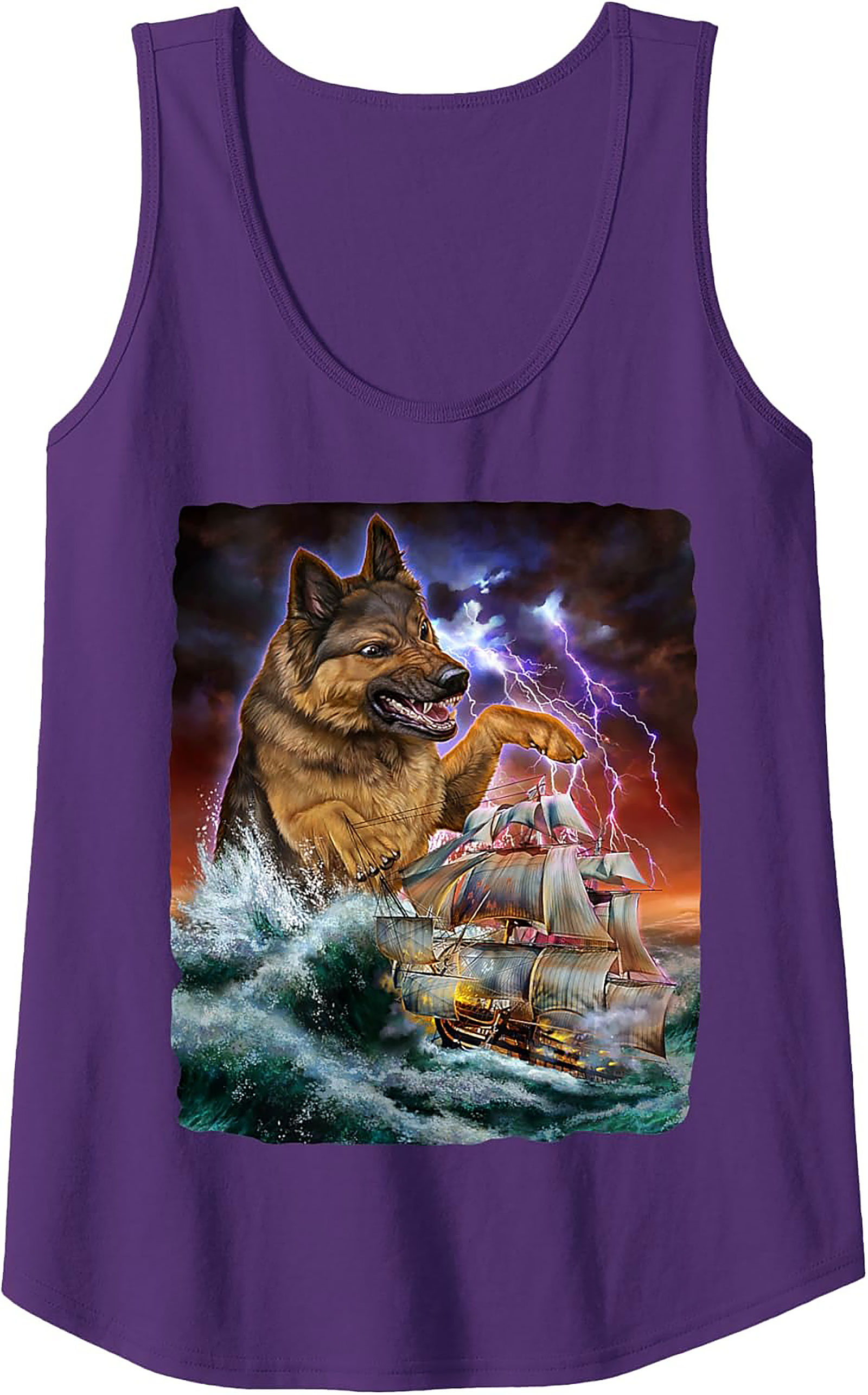 Giant German Shepherd Graphic Tank | Kaiju Dog Storm Unisex Tank Top