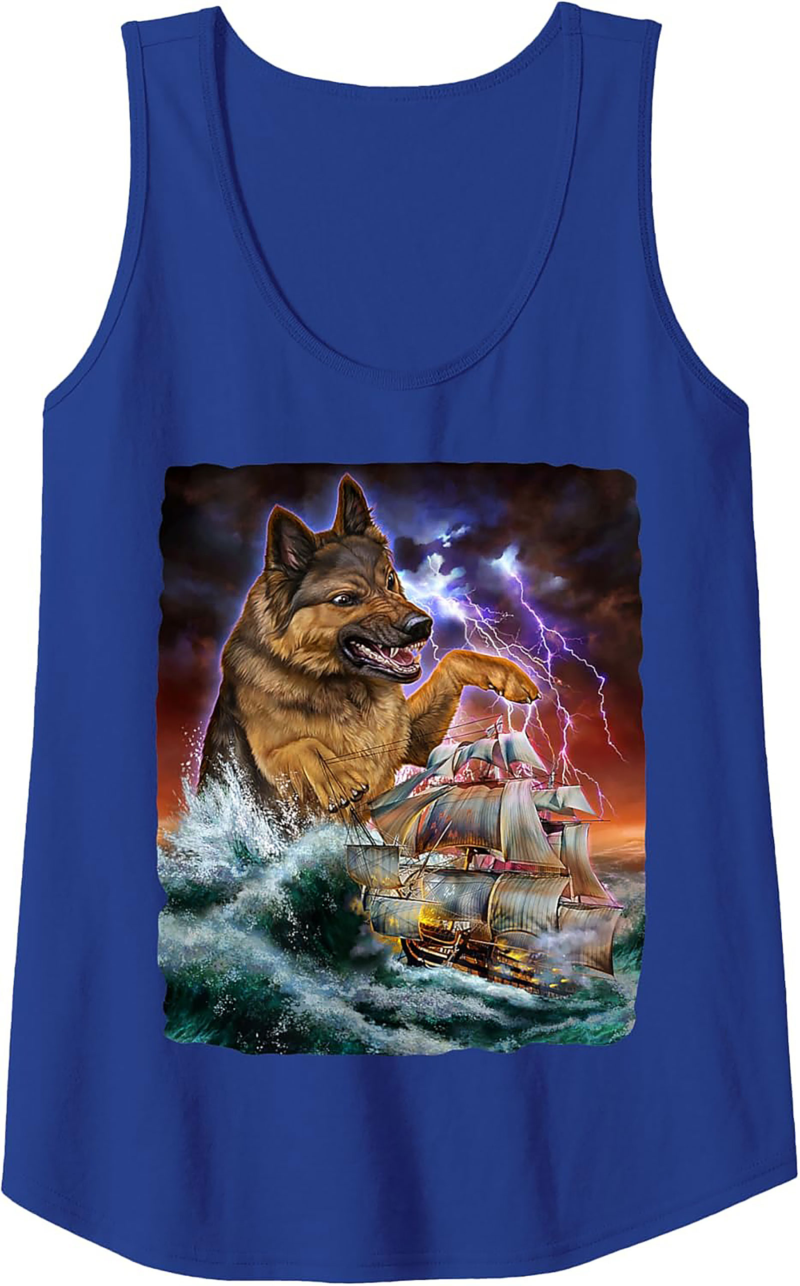 Giant German Shepherd Graphic Tank | Kaiju Dog Storm Unisex Tank Top