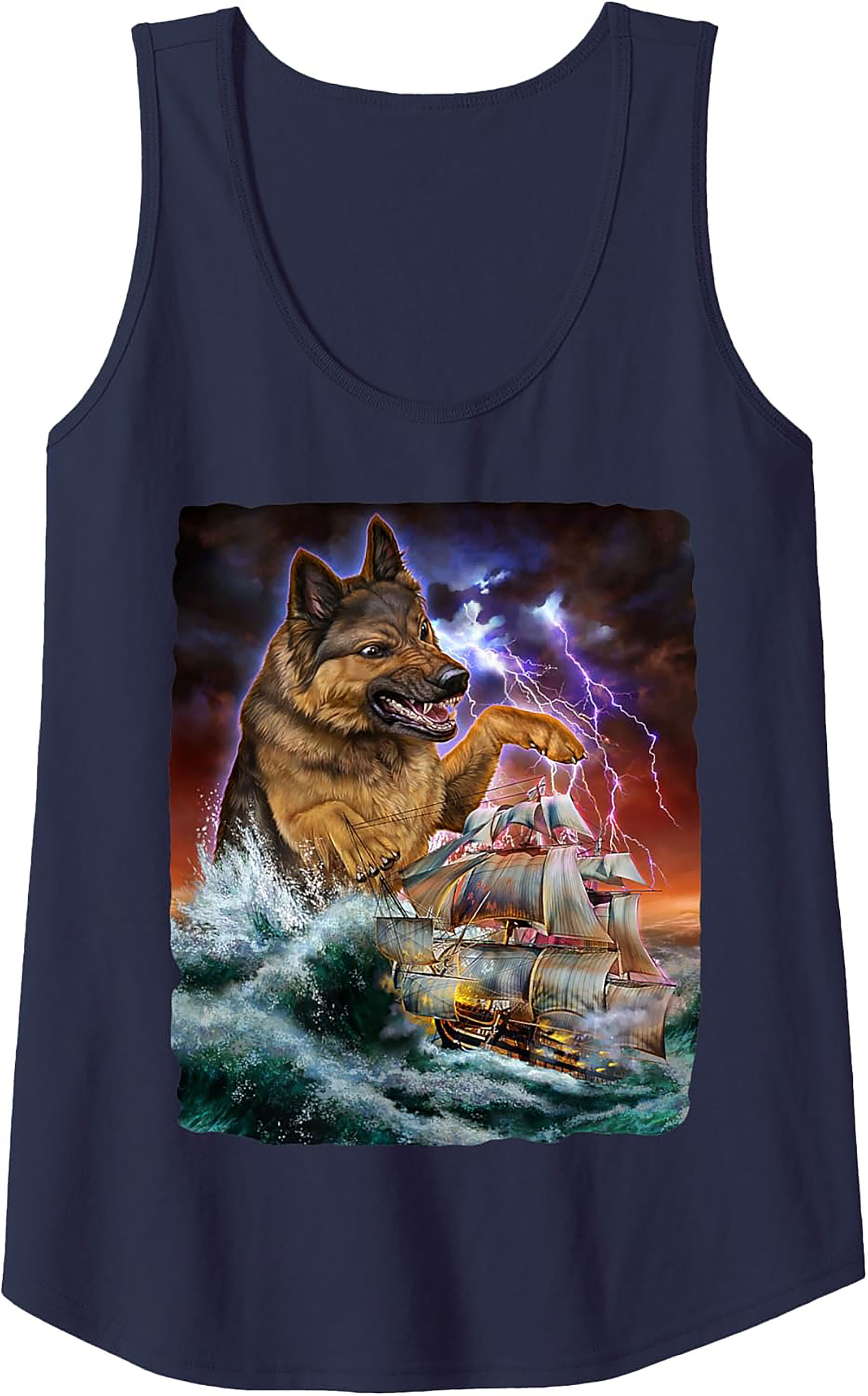 Giant German Shepherd Graphic Tank | Kaiju Dog Storm Unisex Tank Top