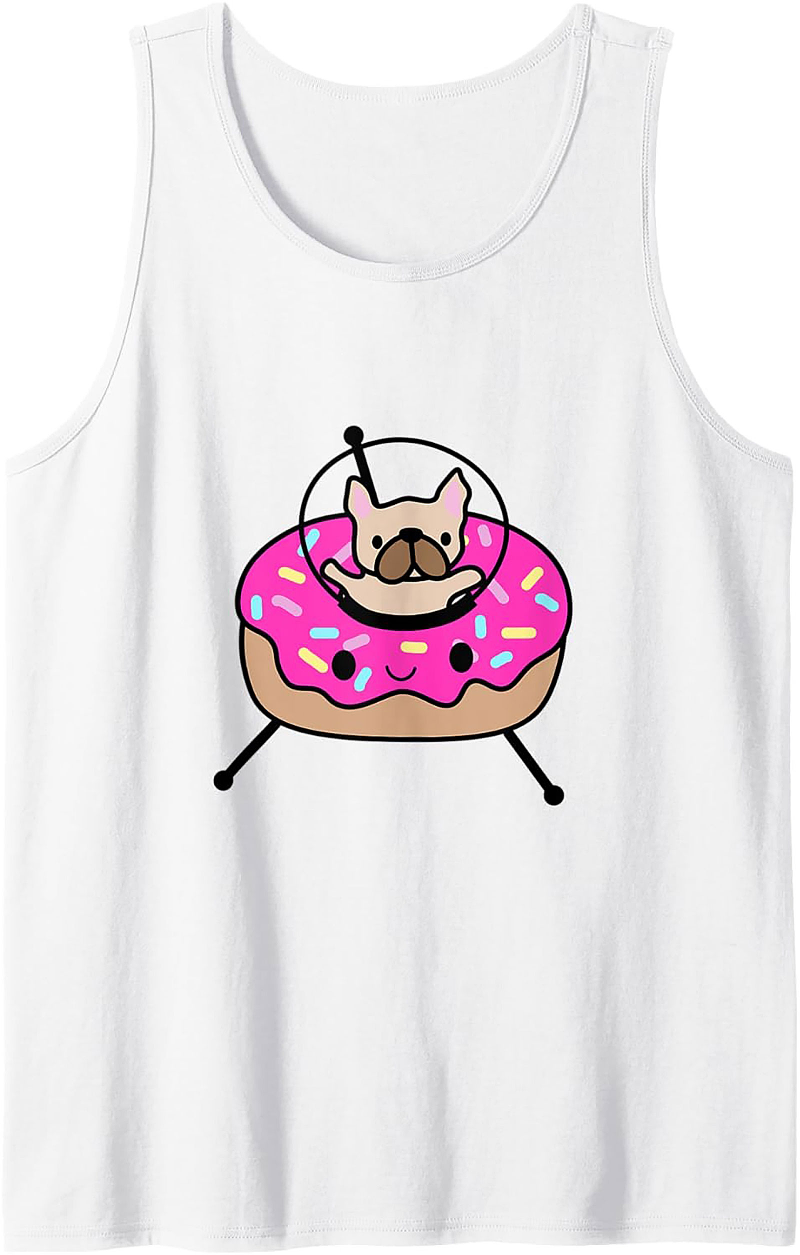 Frenchie Donut UFO Graphic Tank Top – Space Dog Sleeveless Shirt