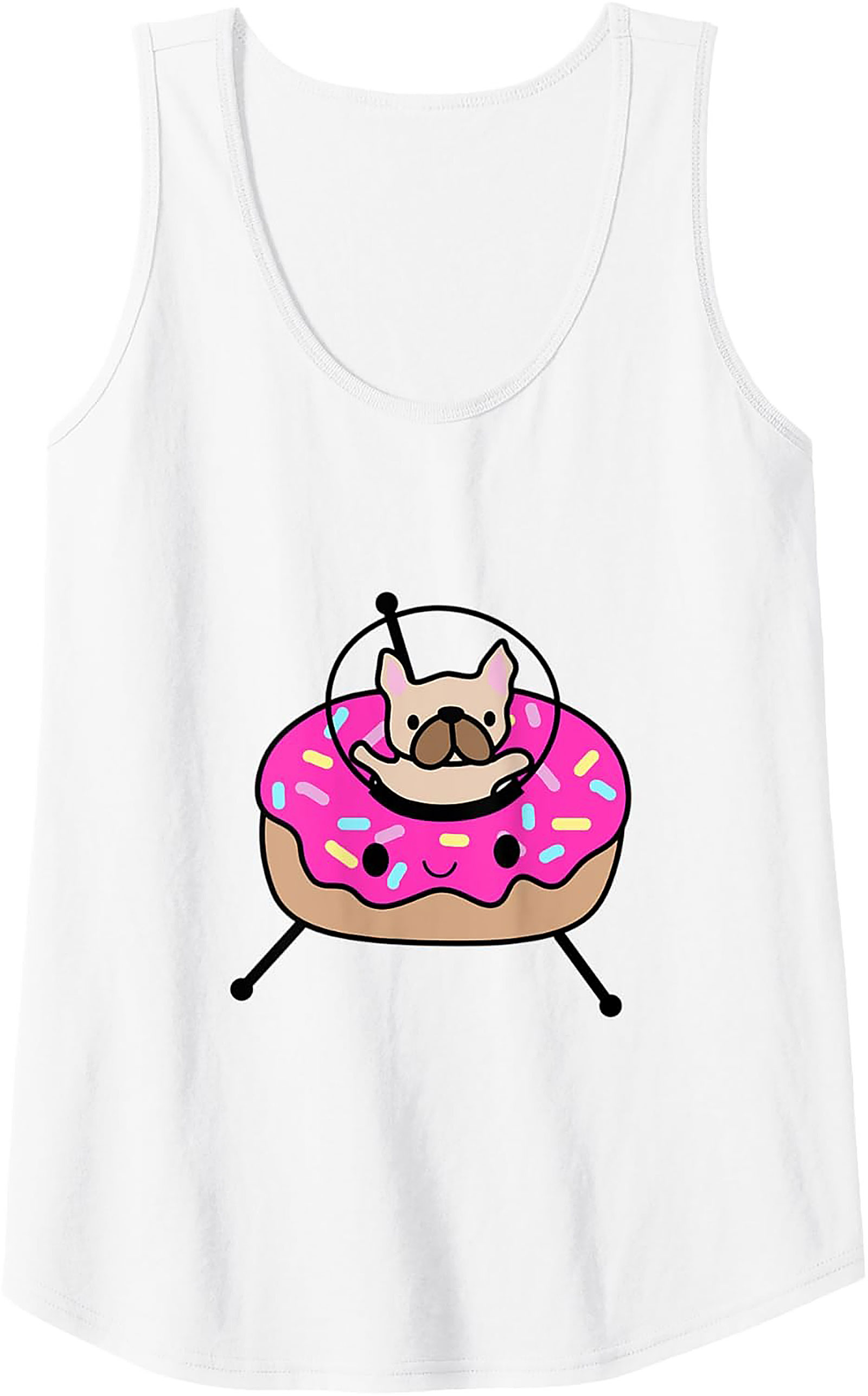 Frenchie Donut UFO Graphic Tank Top – Space Dog Sleeveless Shirt