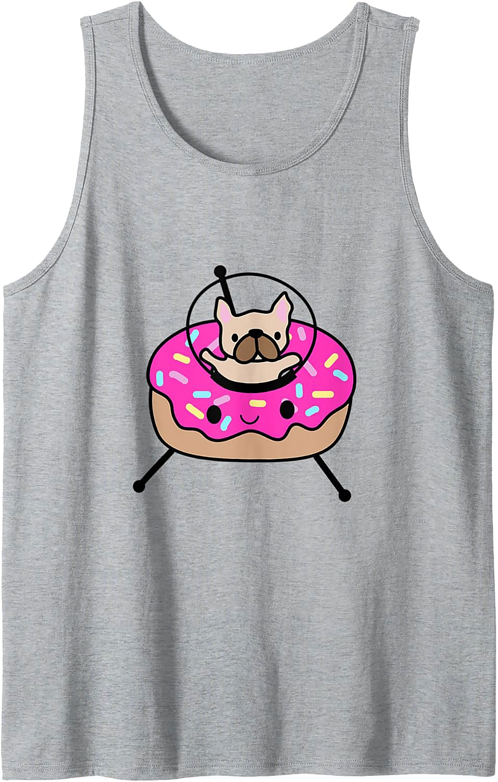 Frenchie Donut UFO Graphic Tank Top – Space Dog Sleeveless Shirt