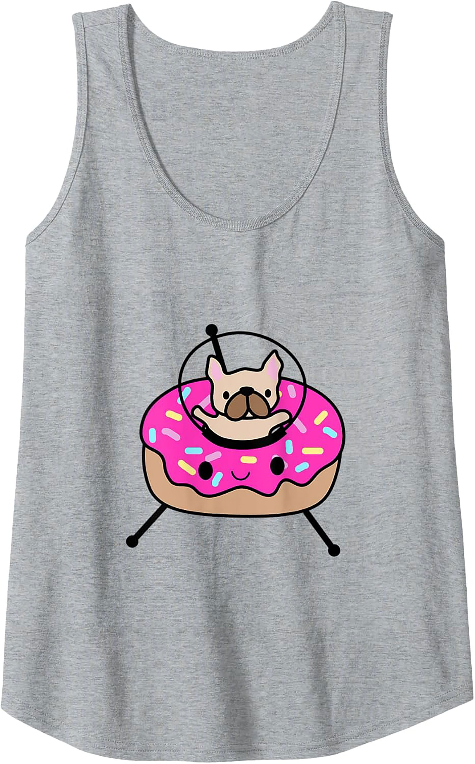 Frenchie Donut UFO Graphic Tank Top – Space Dog Sleeveless Shirt
