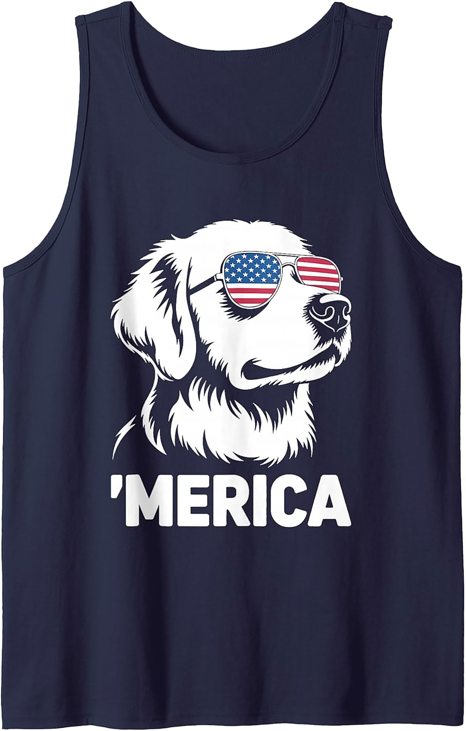 Merica Patriotic Dog Graphic Tank Top | Unisex Sleeveless Shirt