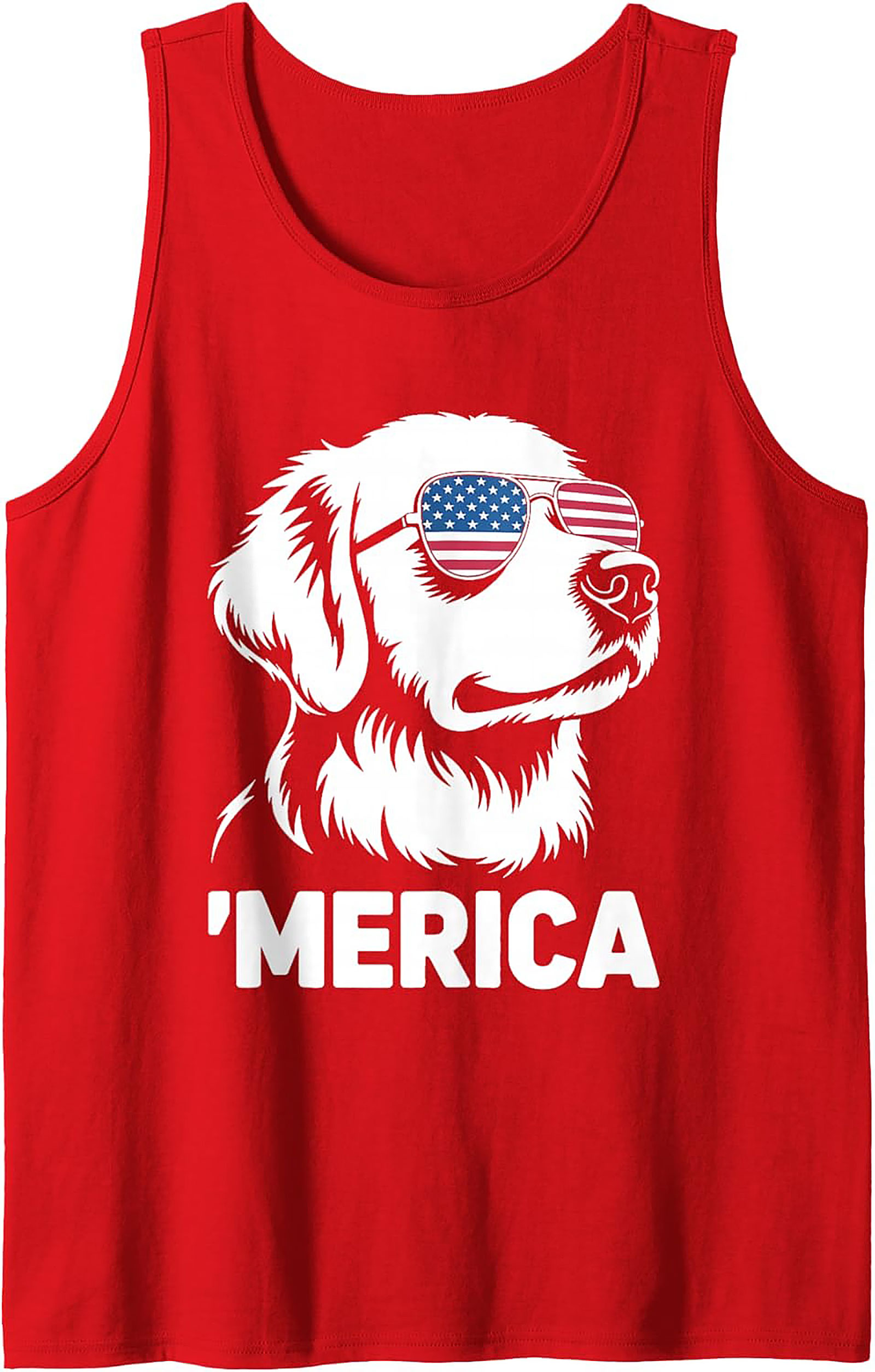 Merica Patriotic Dog Graphic Tank Top | Unisex Sleeveless Shirt