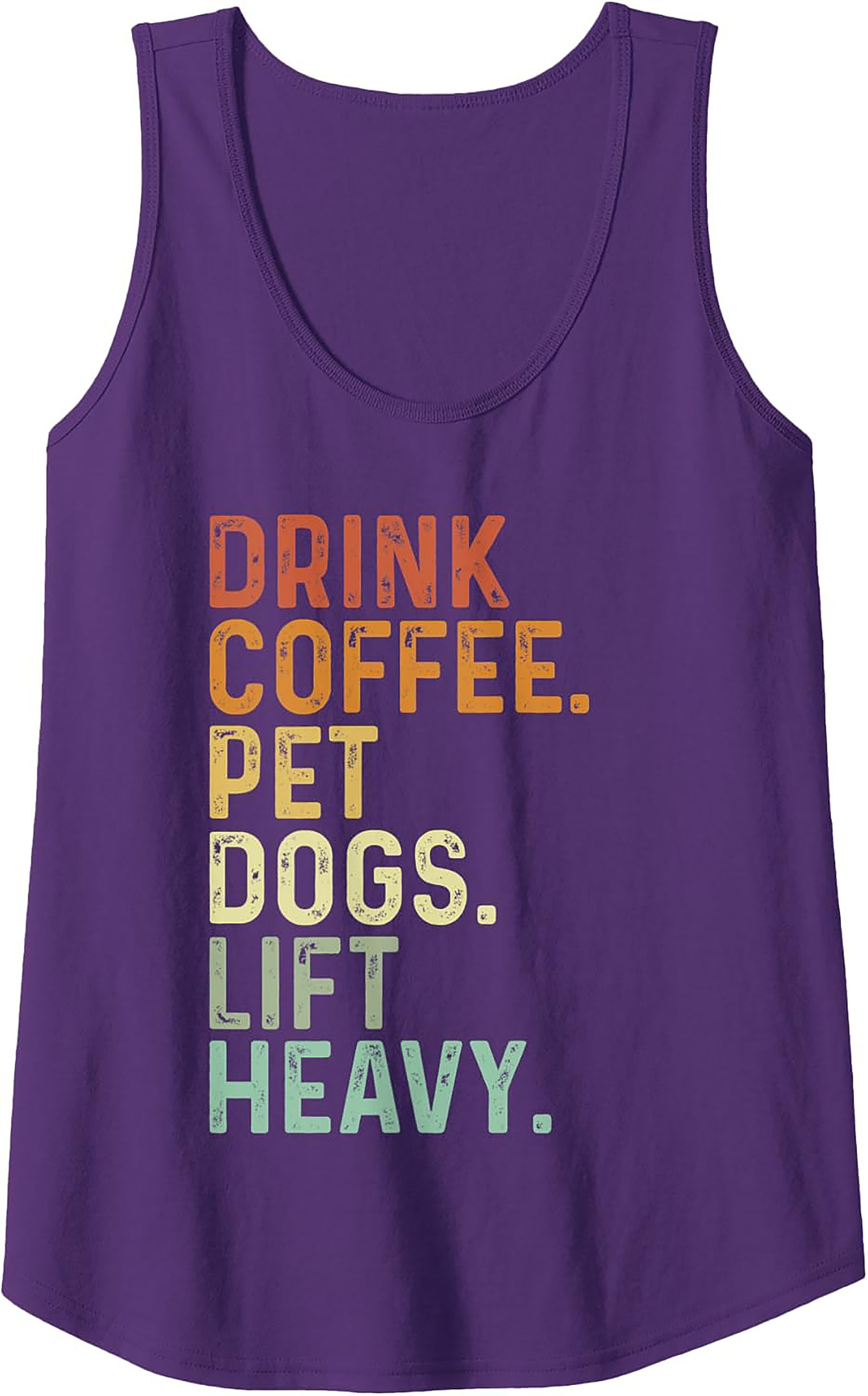 Drink Coffee, Pet Dogs, Lift Heavy Retro Weightlifting Graphic Tank Top