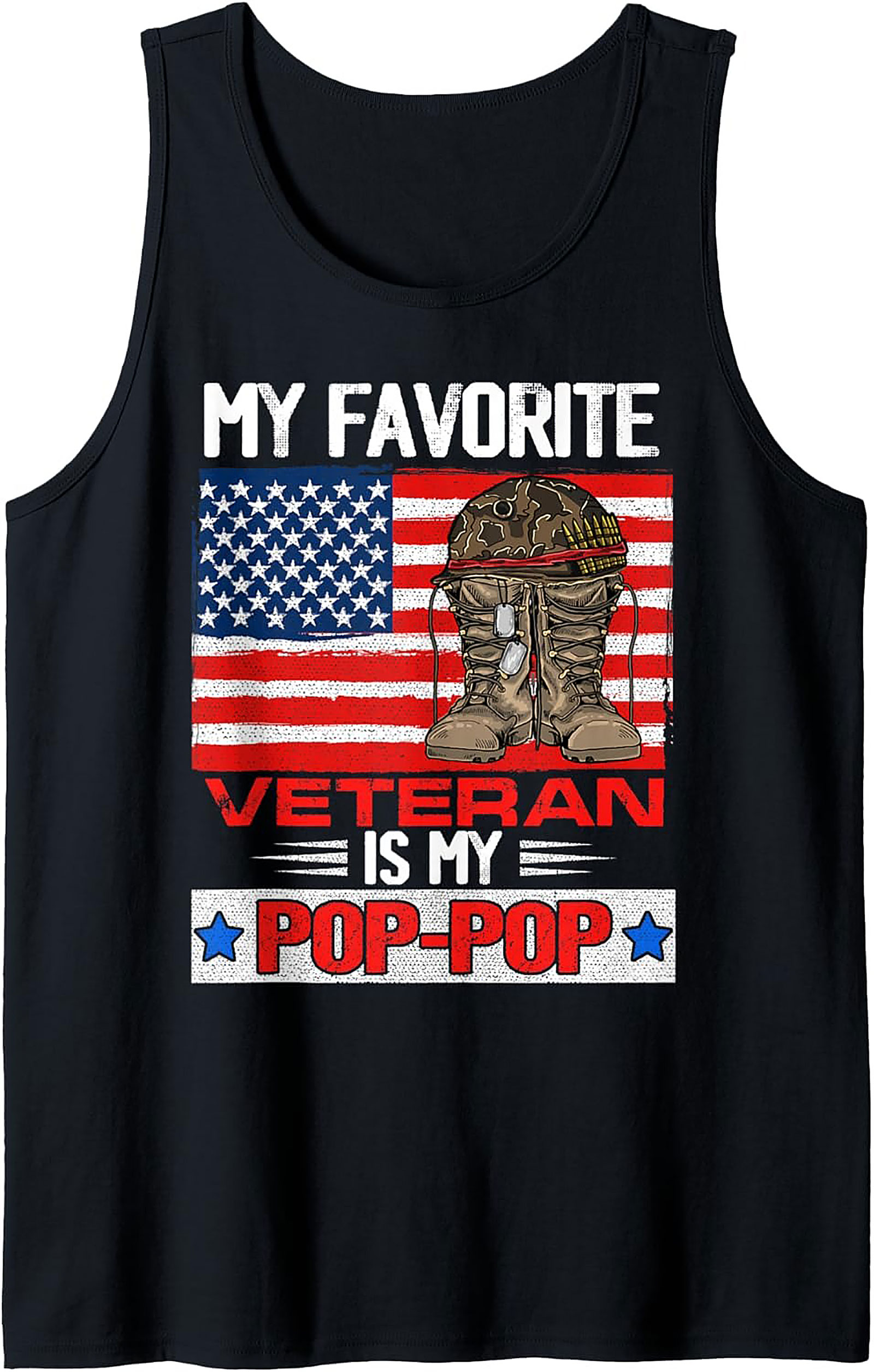 Veteran Pop-Pop Graphic Tank Top | Patriotic Gift Idea
