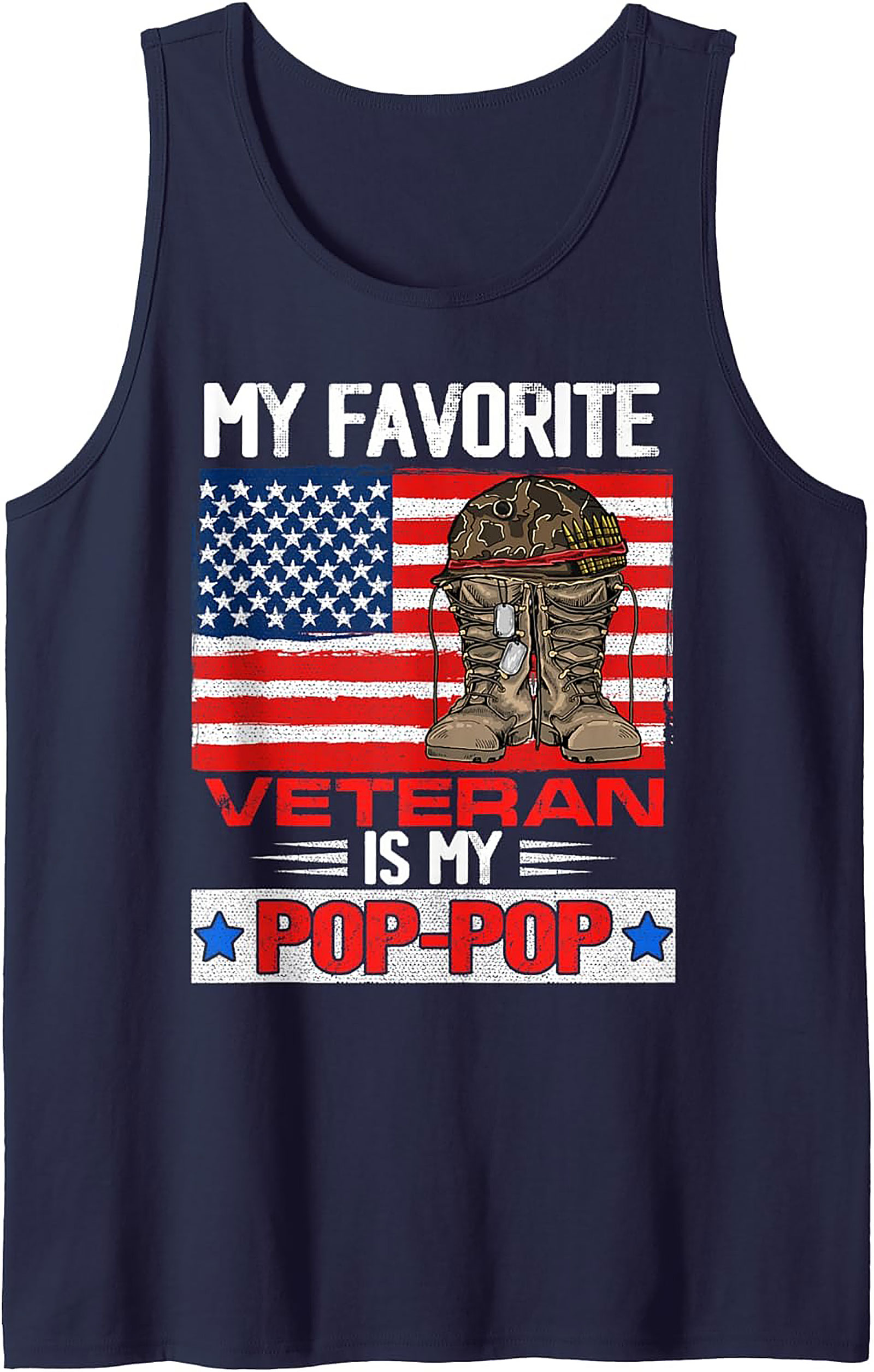 Veteran Pop-Pop Graphic Tank Top | Patriotic Gift Idea