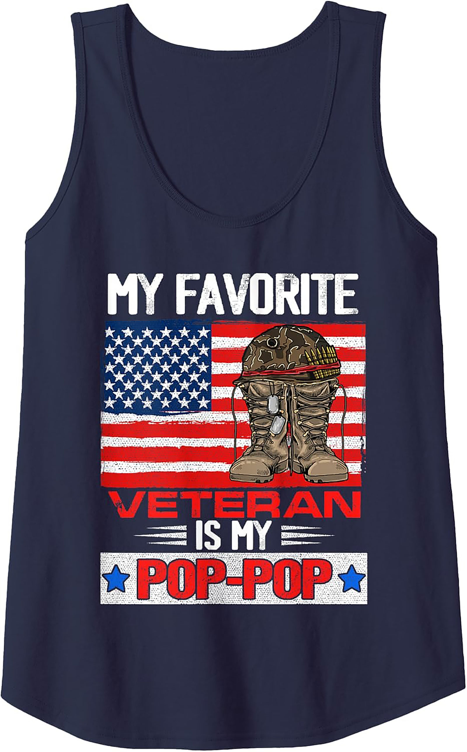 Veteran Pop-Pop Graphic Tank Top | Patriotic Gift Idea