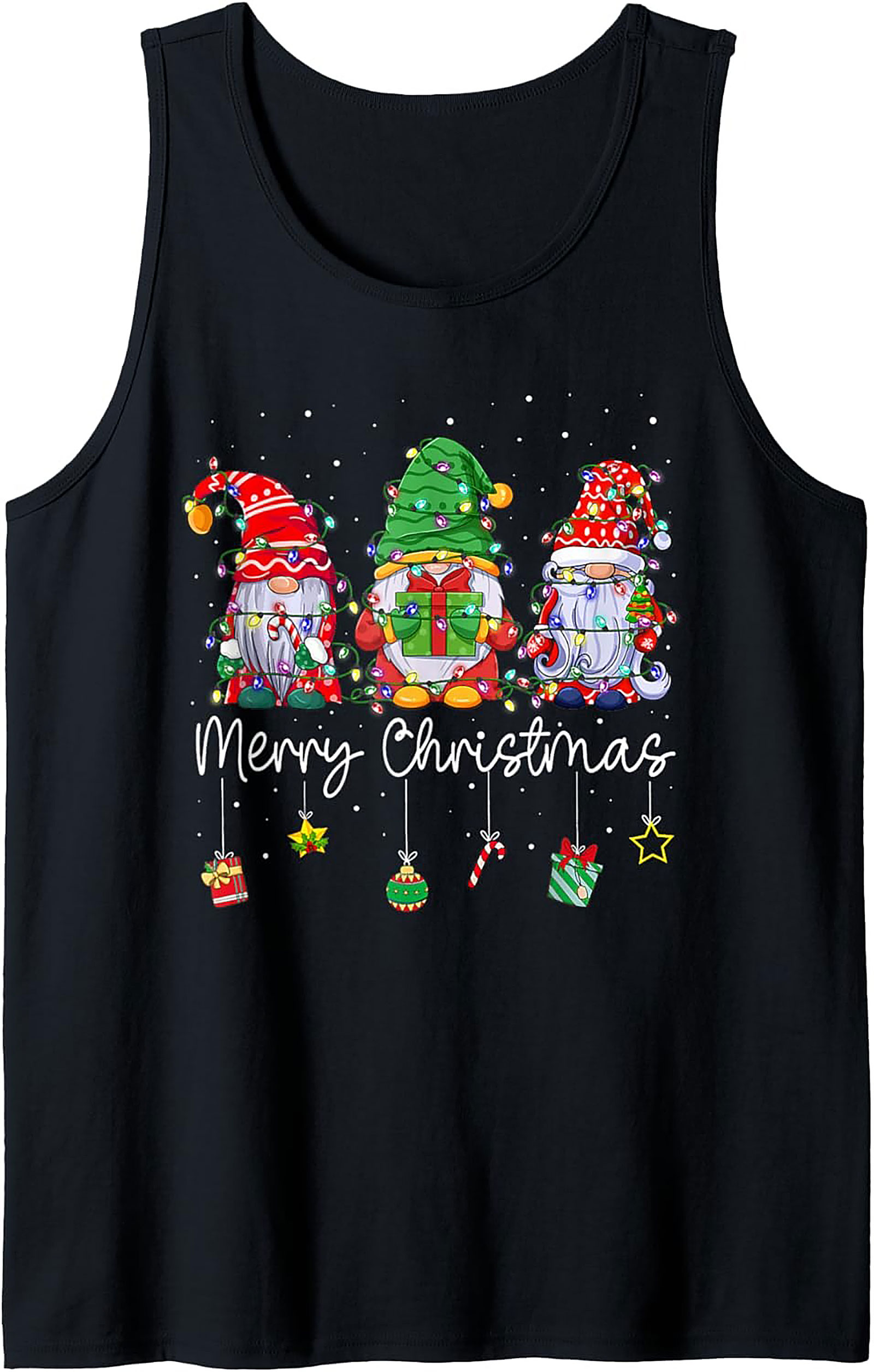 Christmas Gnome Graphic Tank Top Festive Sleeveless Shirt