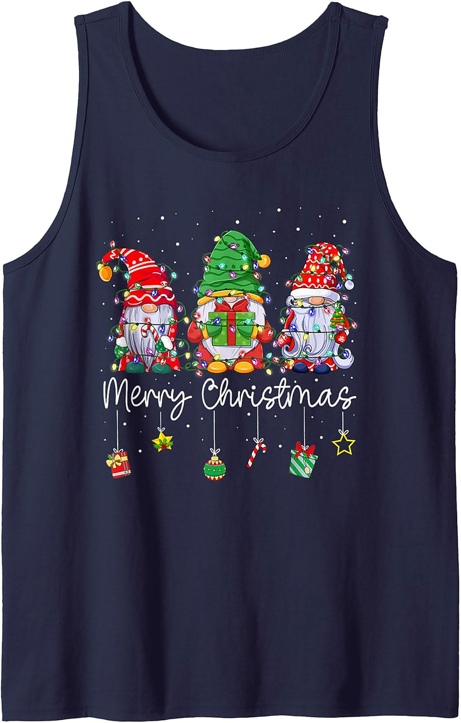 Christmas Gnome Graphic Tank Top Festive Sleeveless Shirt