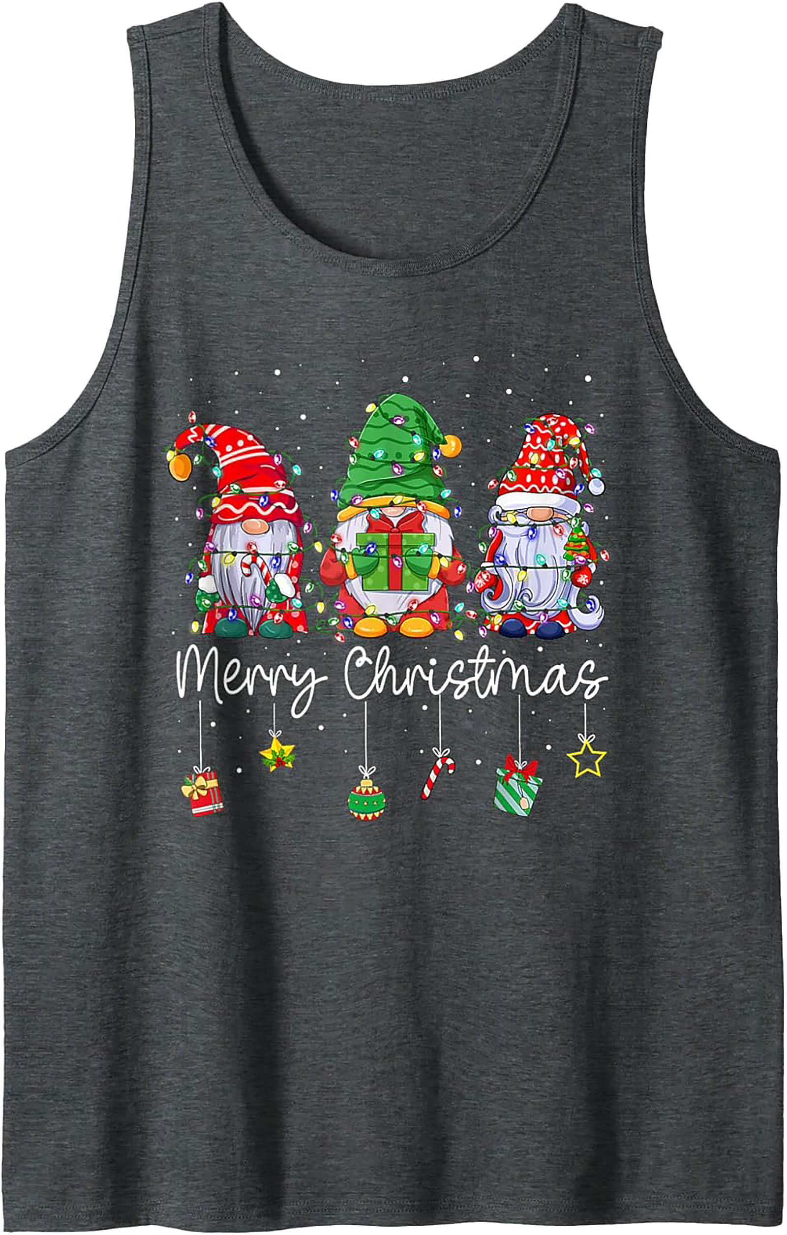 Christmas Gnome Graphic Tank Top Festive Sleeveless Shirt
