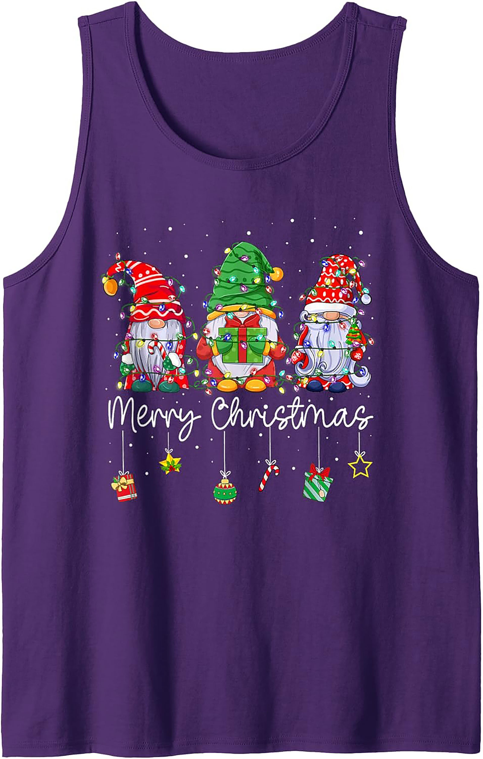 Christmas Gnome Graphic Tank Top Festive Sleeveless Shirt