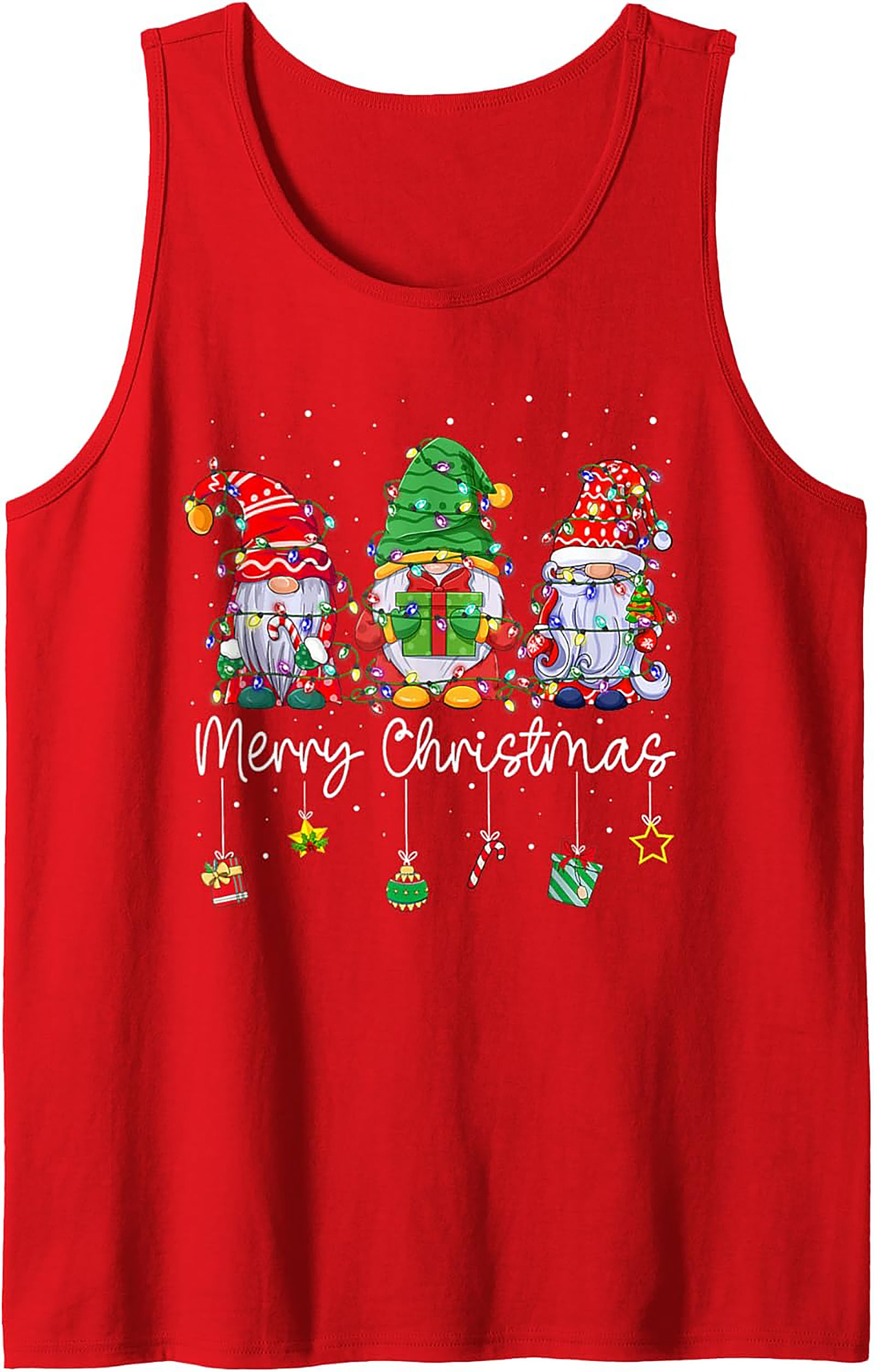 Christmas Gnome Graphic Tank Top Festive Sleeveless Shirt