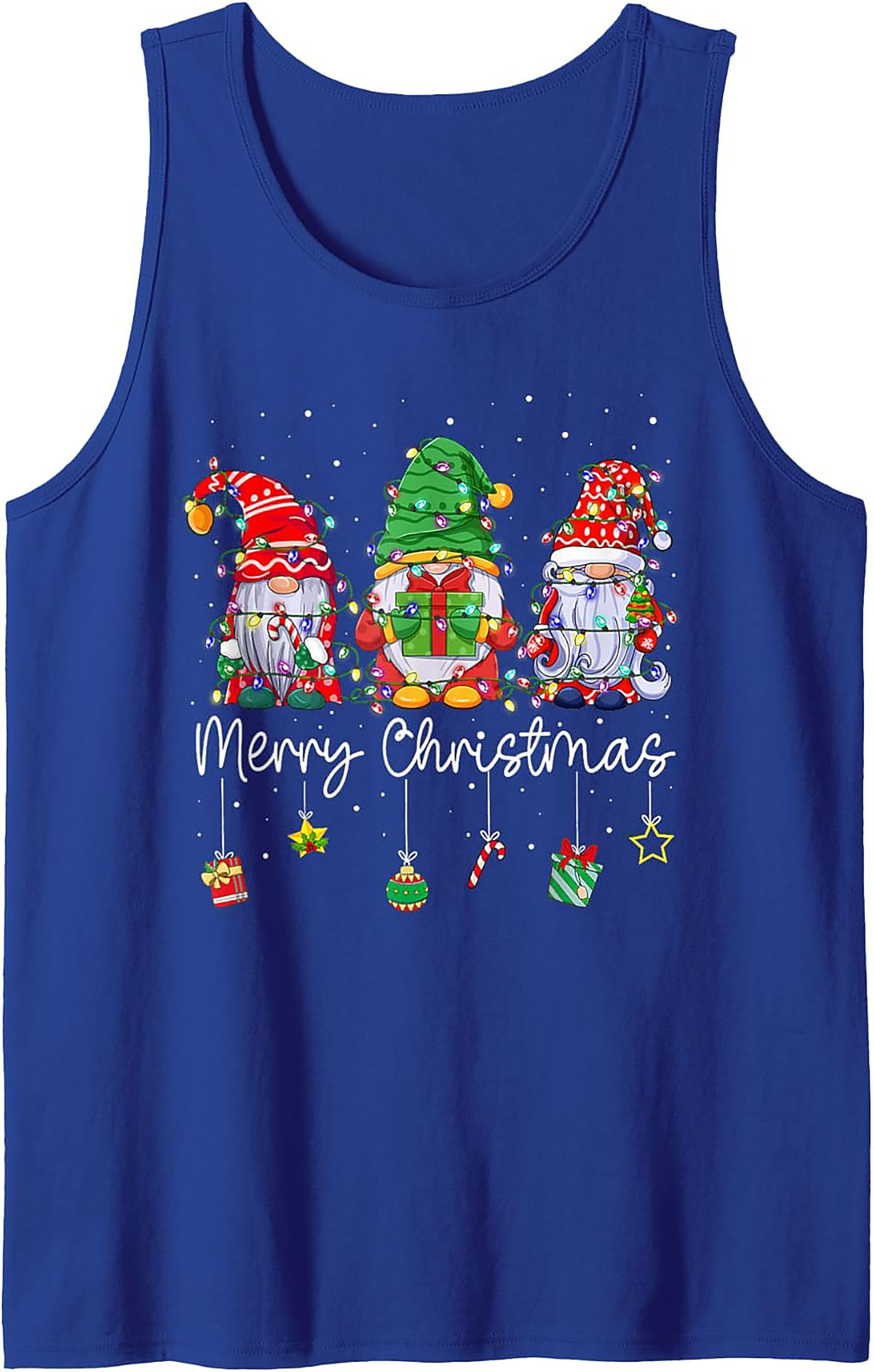 Christmas Gnome Graphic Tank Top Festive Sleeveless Shirt