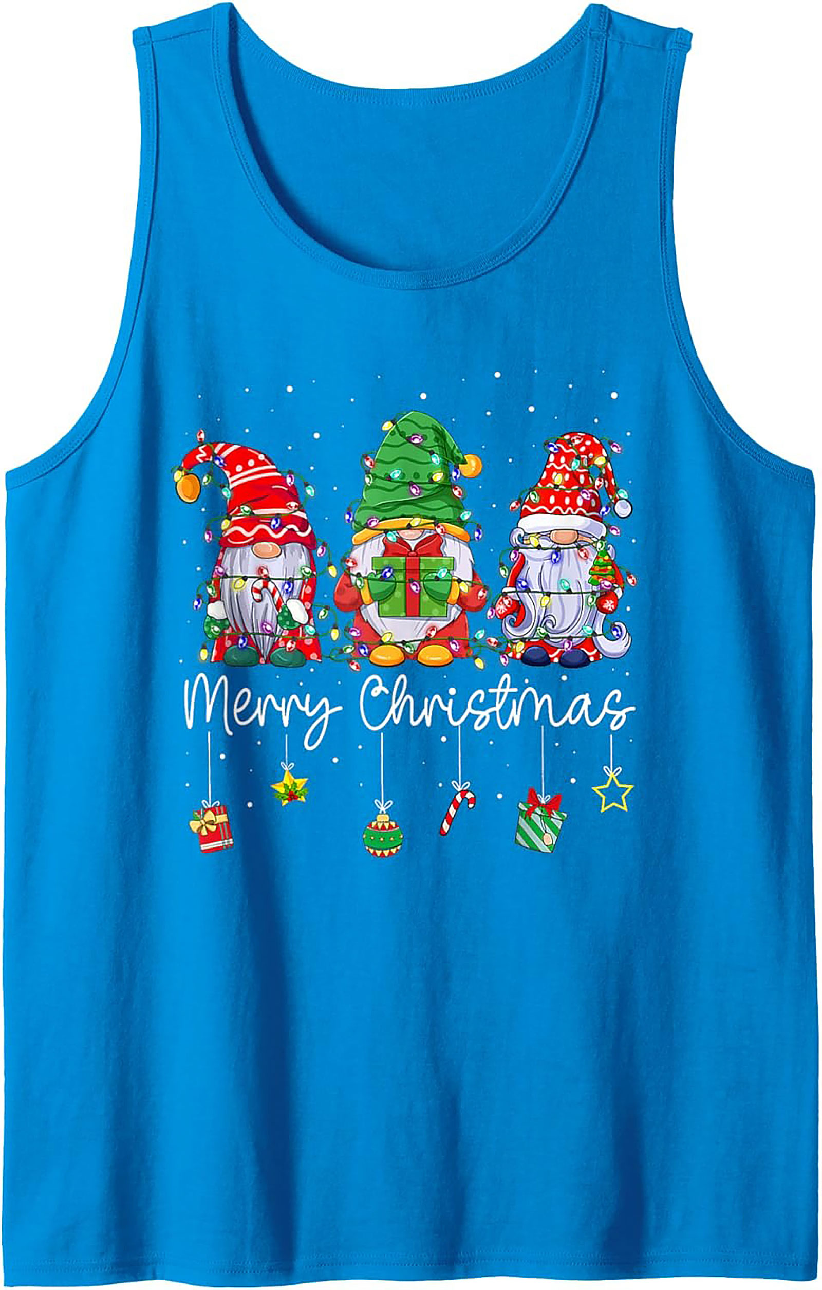 Christmas Gnome Graphic Tank Top Festive Sleeveless Shirt