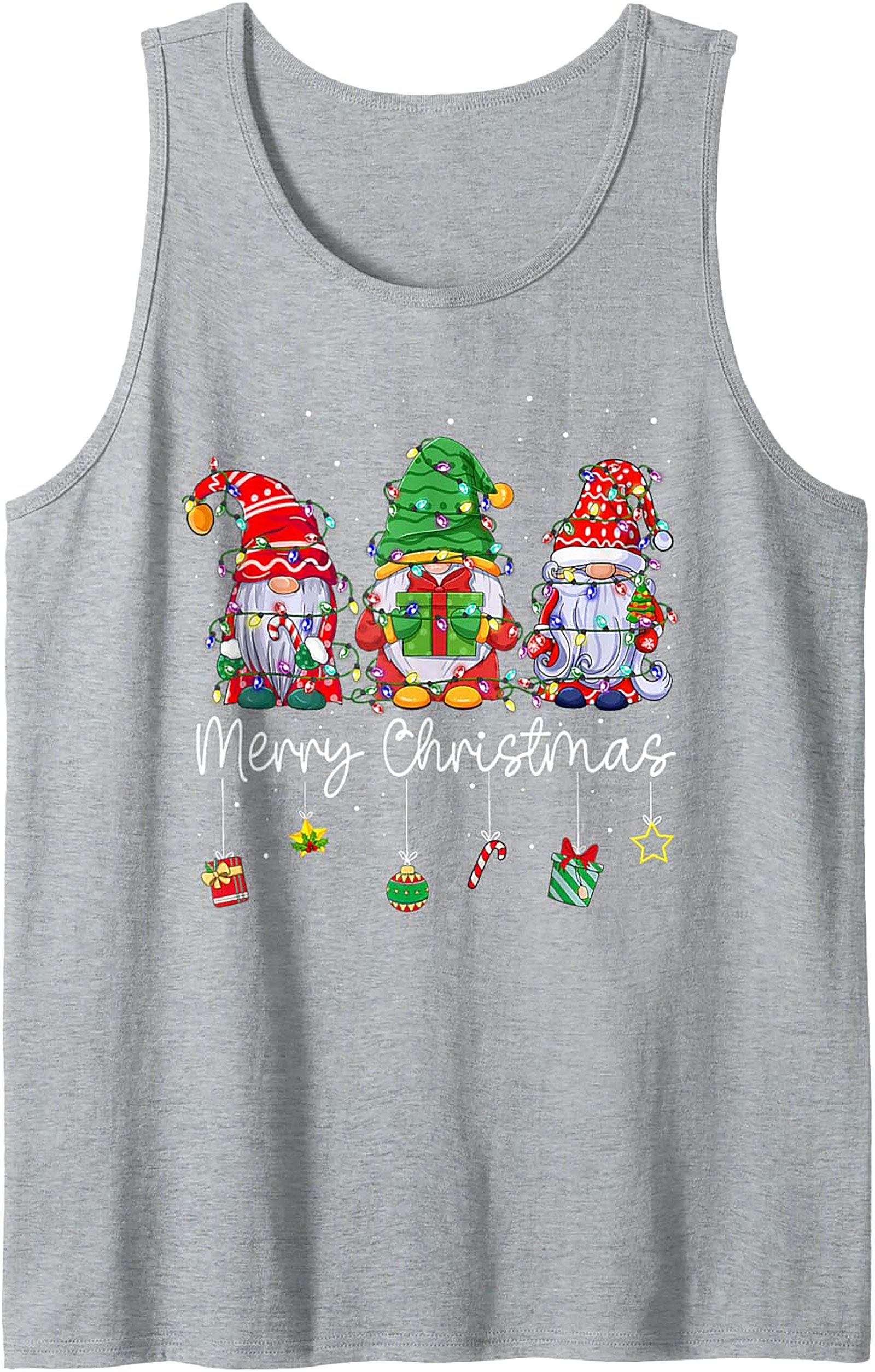 Christmas Gnome Graphic Tank Top Festive Sleeveless Shirt