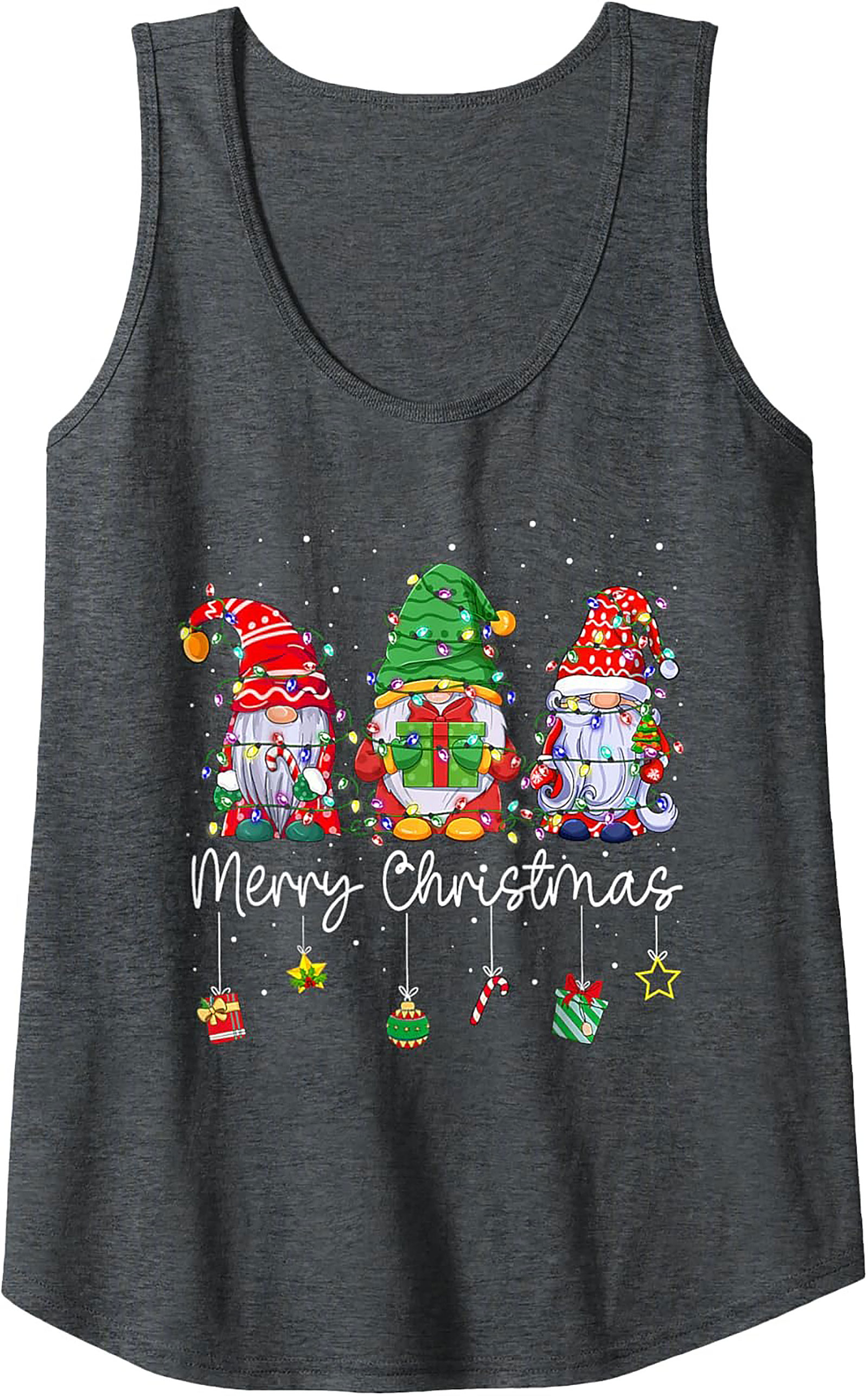Christmas Gnome Graphic Tank Top Festive Sleeveless Shirt