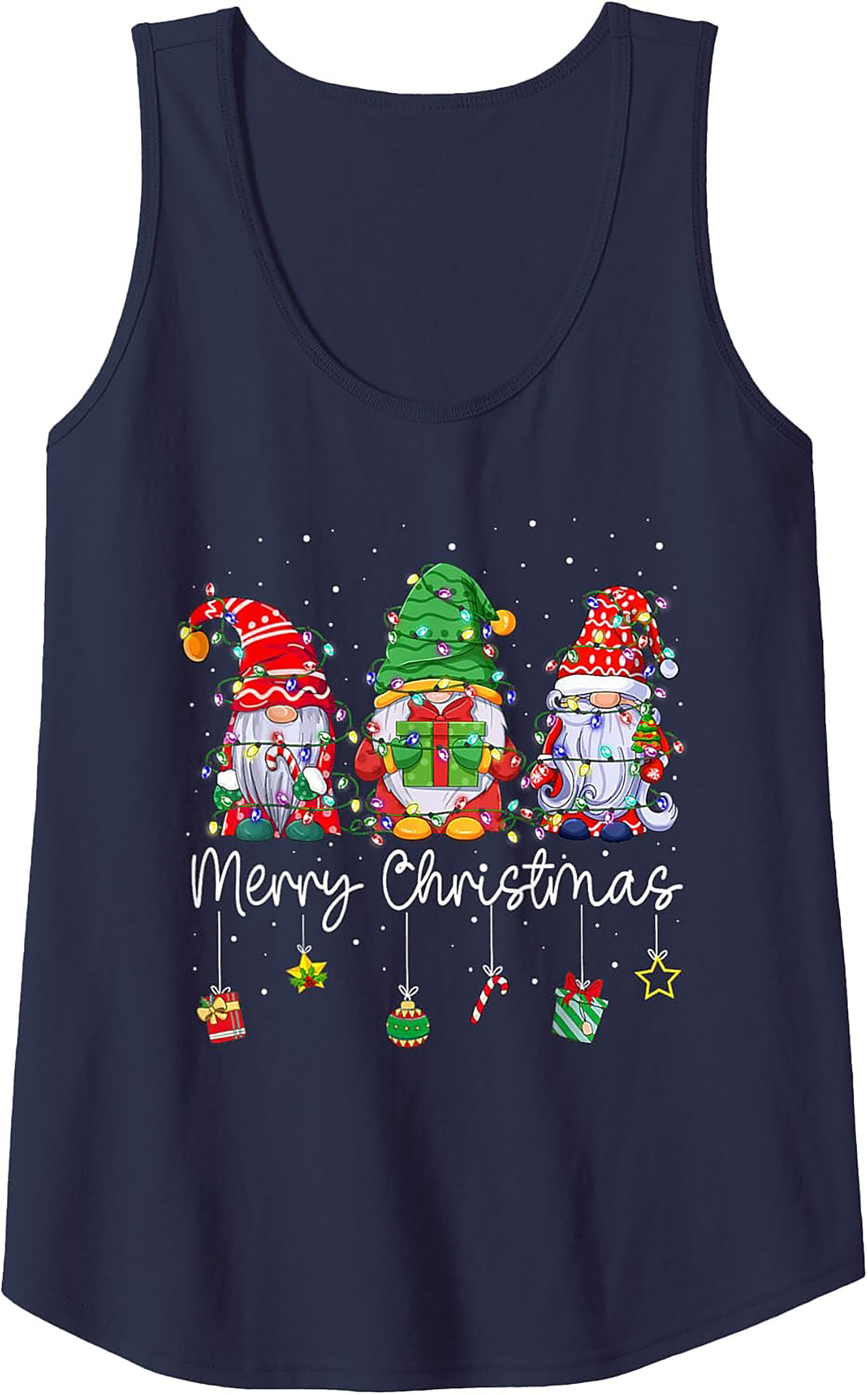 Christmas Gnome Graphic Tank Top Festive Sleeveless Shirt