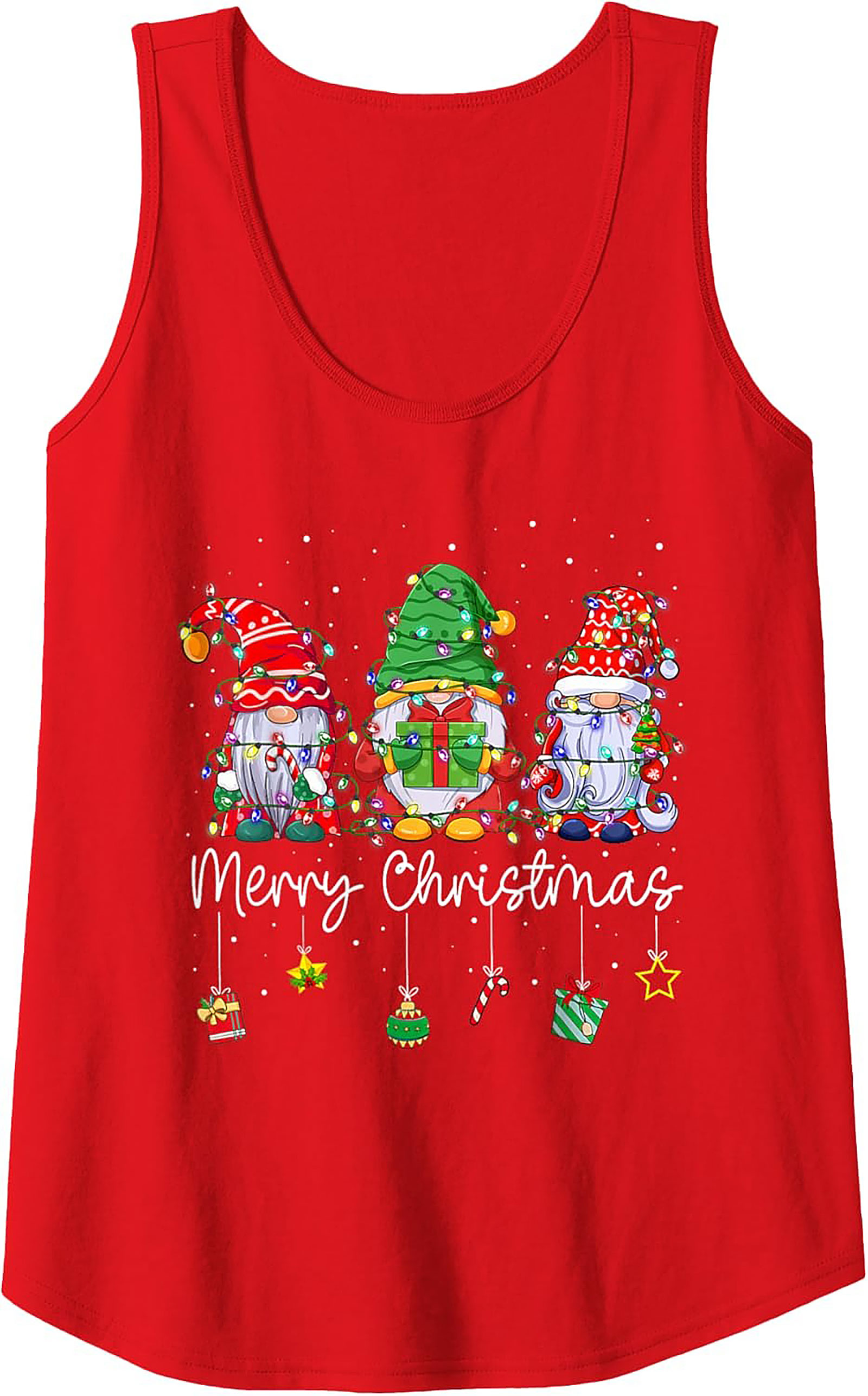 Christmas Gnome Graphic Tank Top Festive Sleeveless Shirt