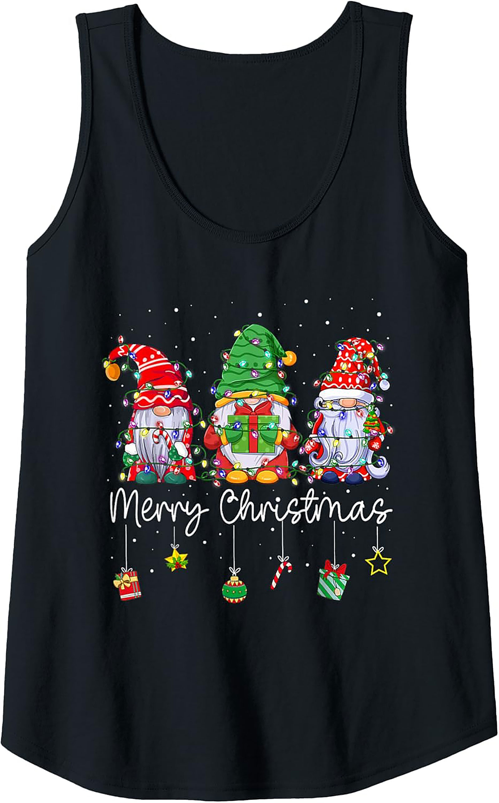 Christmas Gnome Graphic Tank Top Festive Sleeveless Shirt