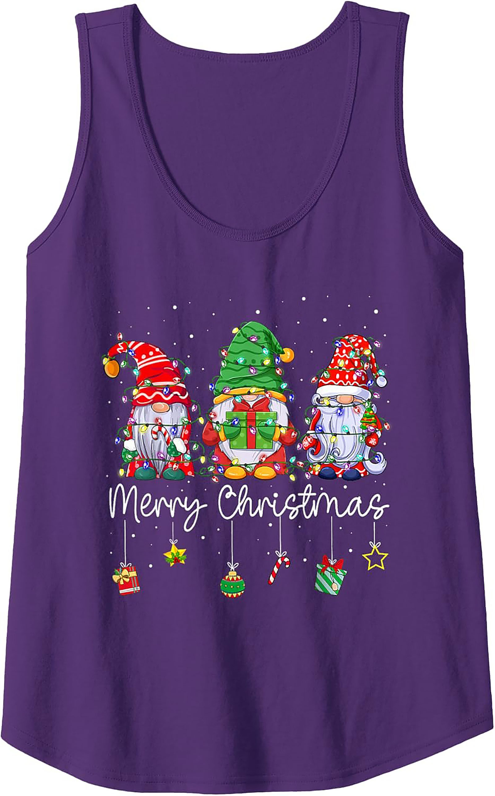 Christmas Gnome Graphic Tank Top Festive Sleeveless Shirt