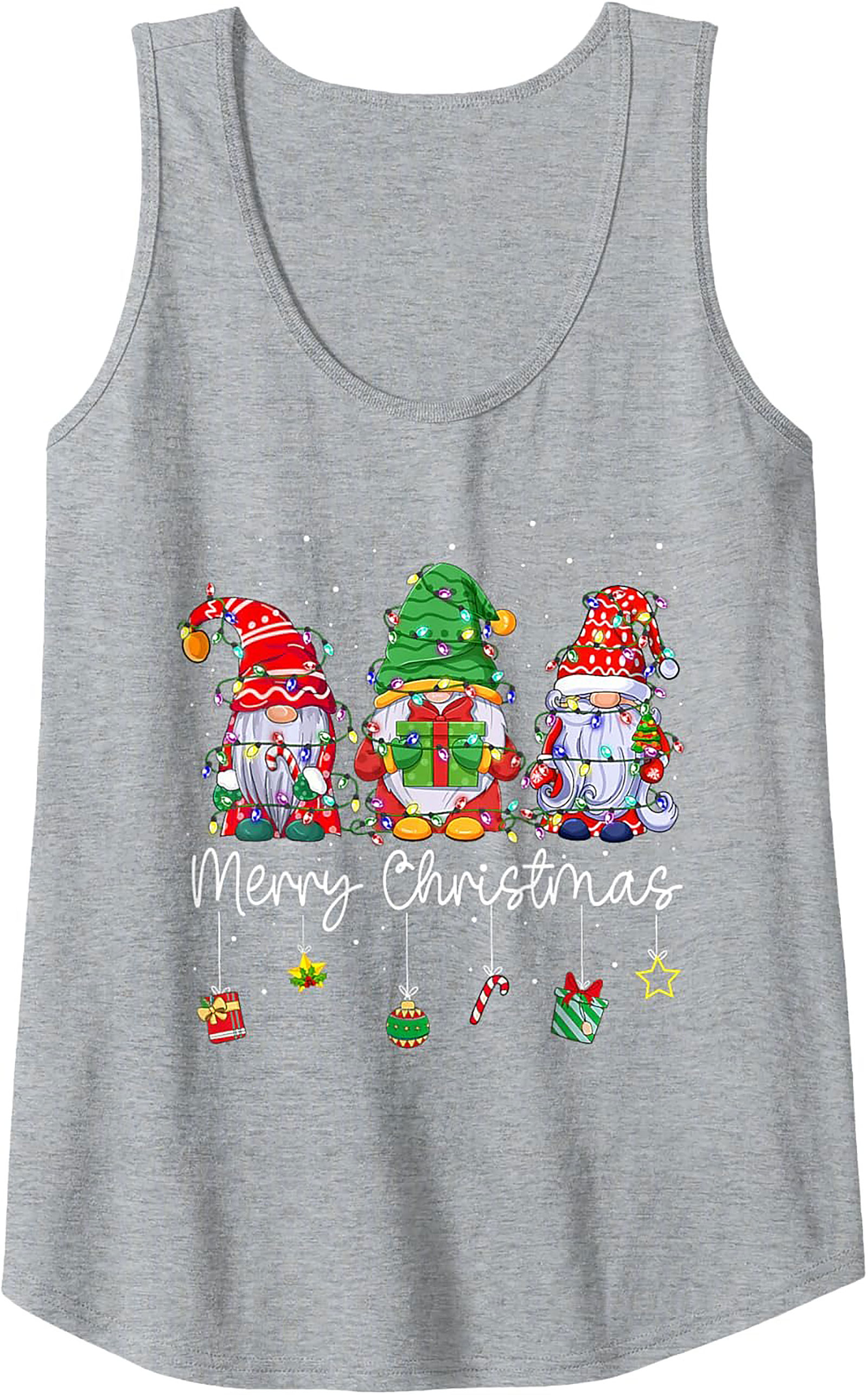 Christmas Gnome Graphic Tank Top Festive Sleeveless Shirt