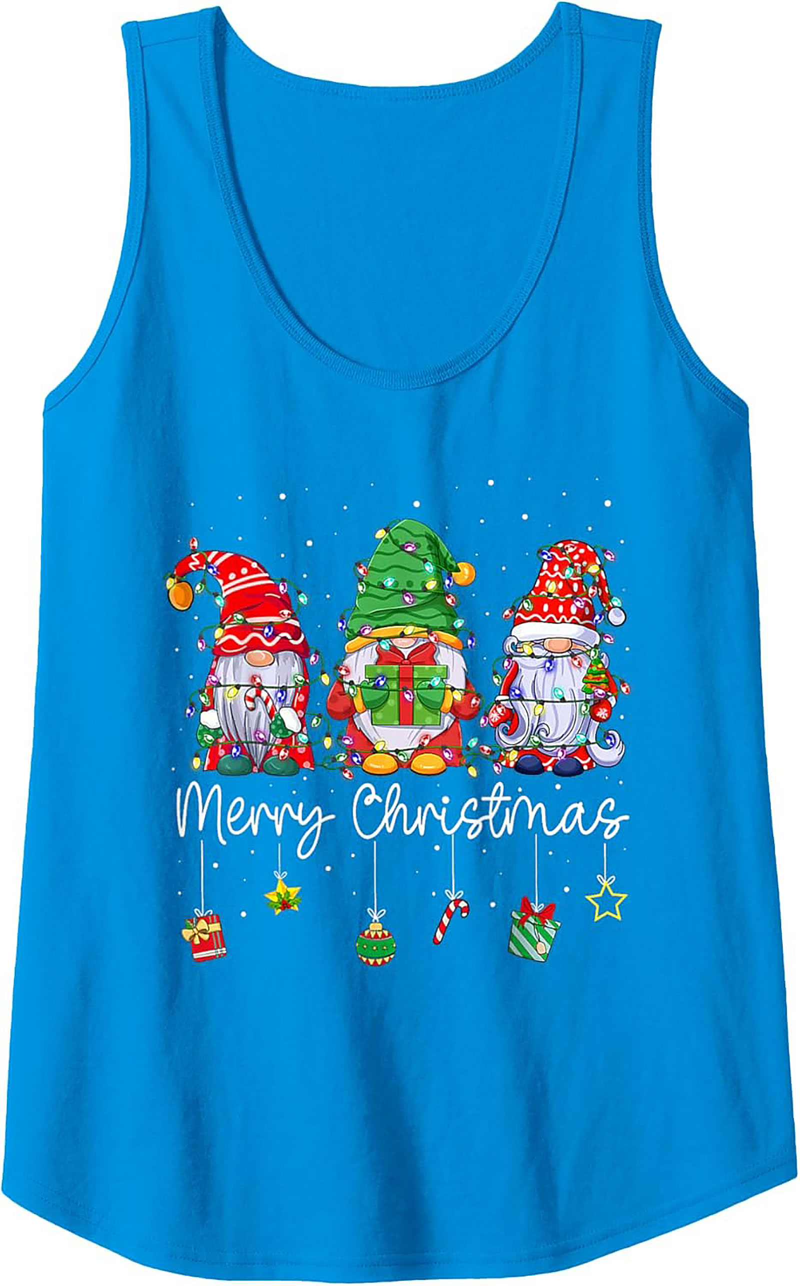 Christmas Gnome Graphic Tank Top Festive Sleeveless Shirt