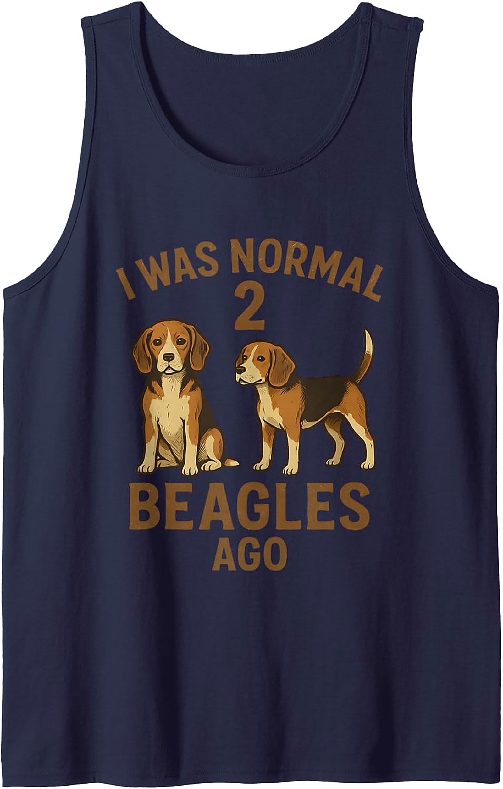 I Was Normal 2 Beagles Ago Funny Dog Lover Graphic Tank Top