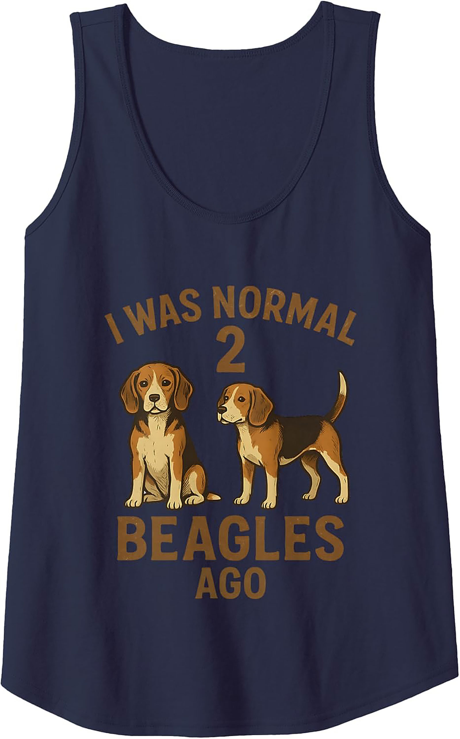 I Was Normal 2 Beagles Ago Funny Dog Lover Graphic Tank Top