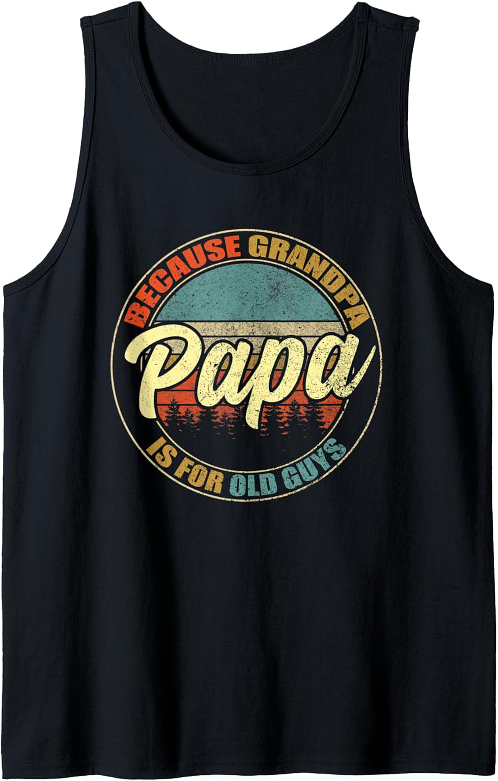 Papa Retro Graphic Tank Top Funny Grandpa Sleeveless Shirt