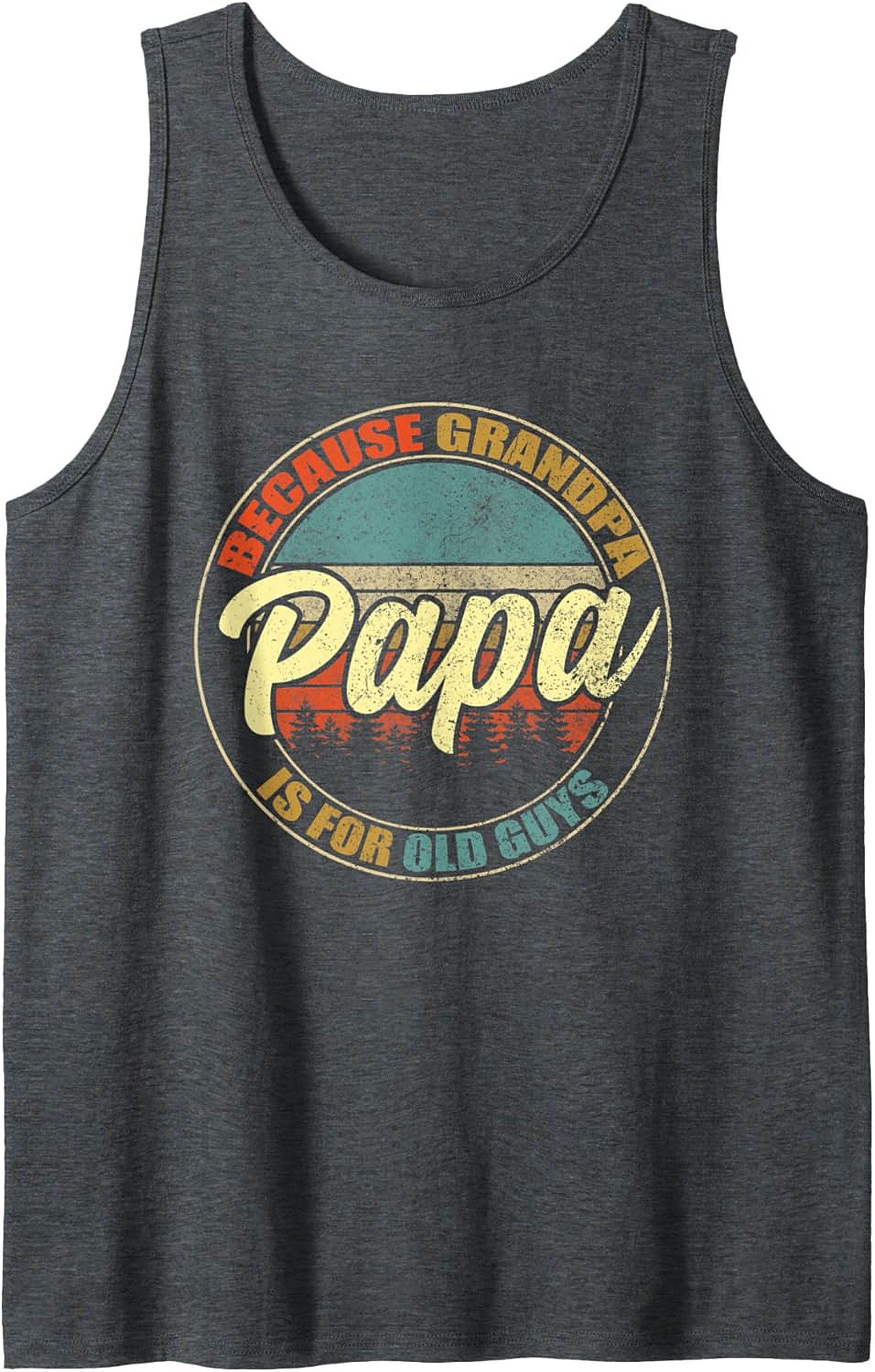 Papa Retro Graphic Tank Top Funny Grandpa Sleeveless Shirt