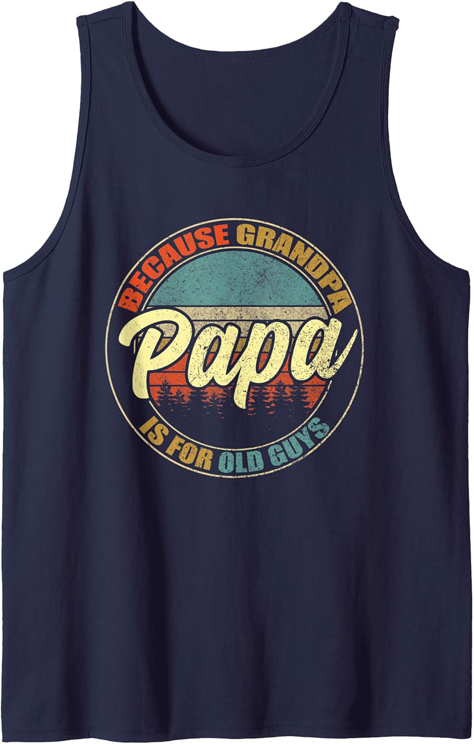 Papa Retro Graphic Tank Top Funny Grandpa Sleeveless Shirt