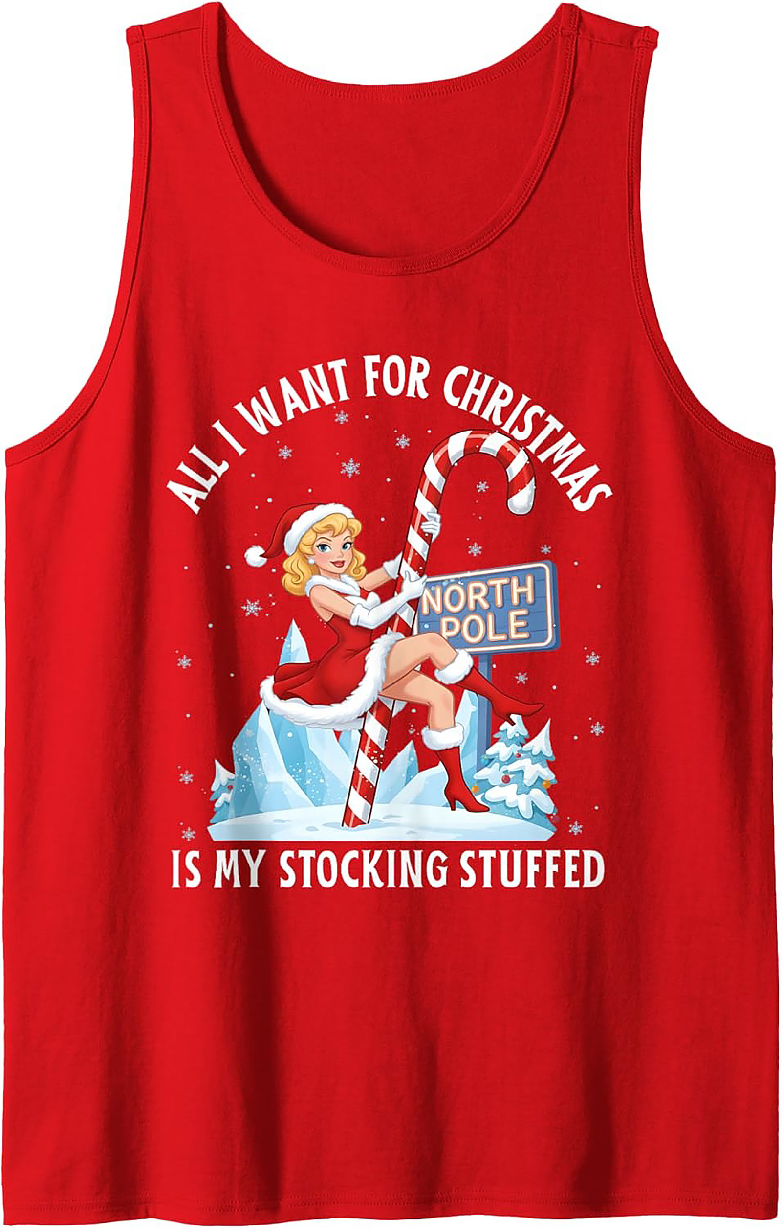 Sexy Santa Graphic Tank All I Want Is My Stocking Stuffed