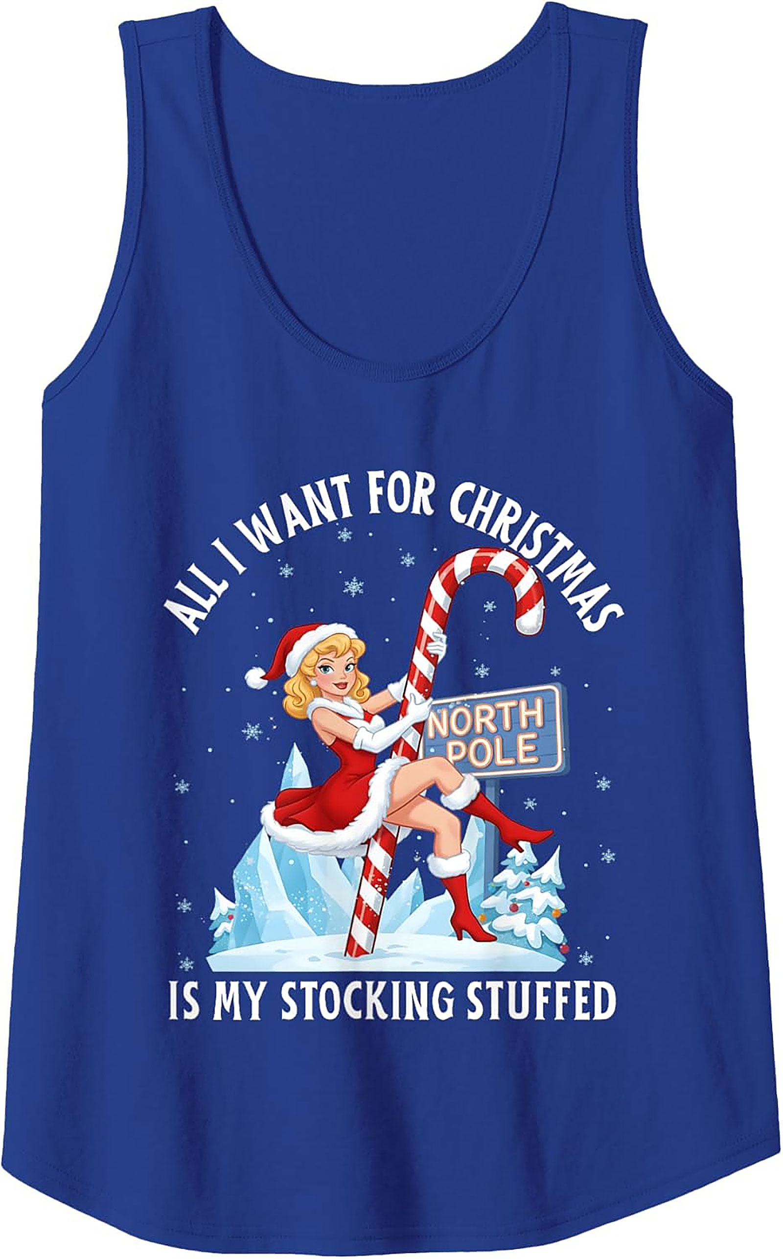 Sexy Santa Graphic Tank All I Want Is My Stocking Stuffed