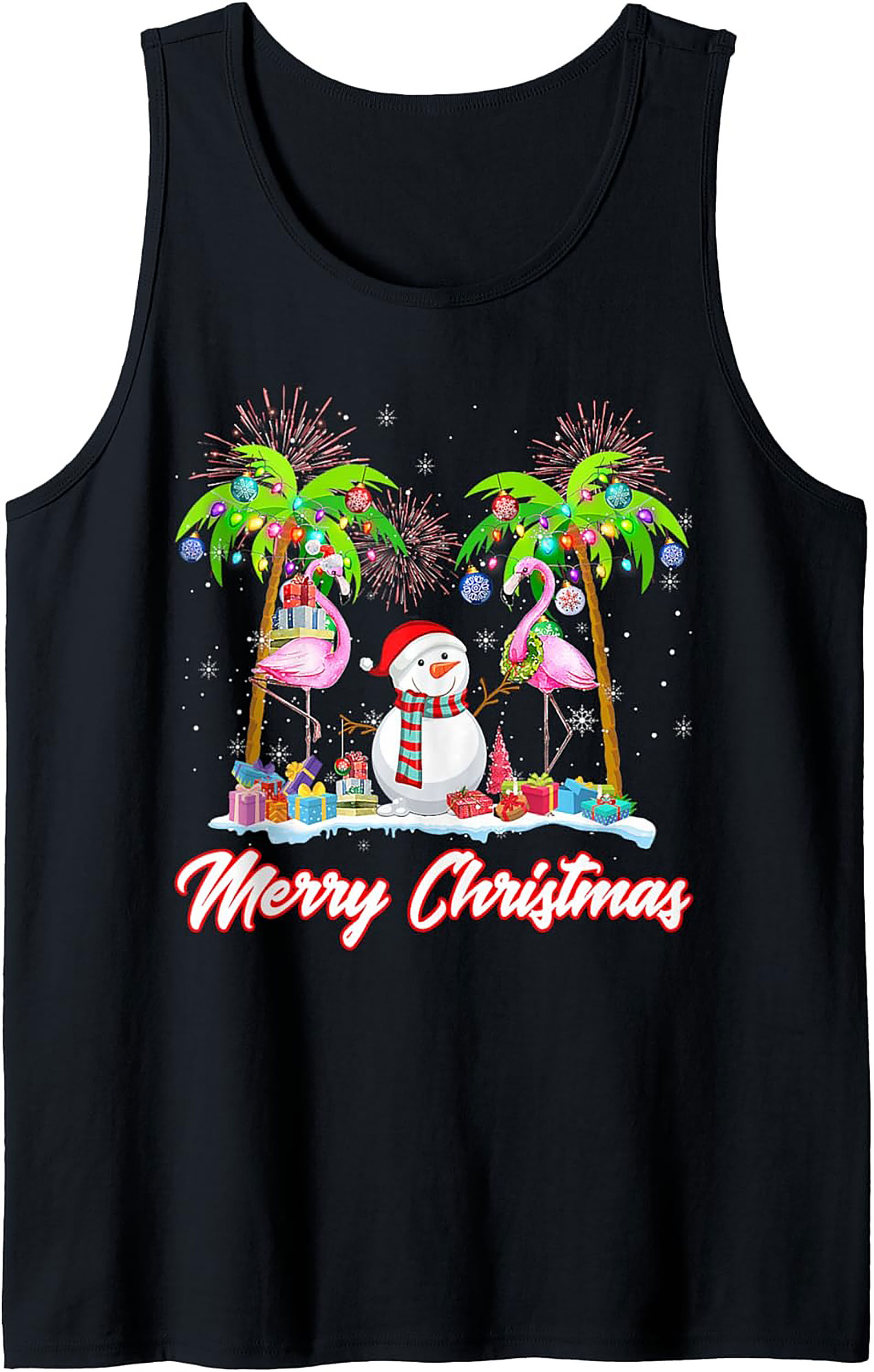 Flamingo Christmas Tank Top Tropical Sleeveless Shirt Gift