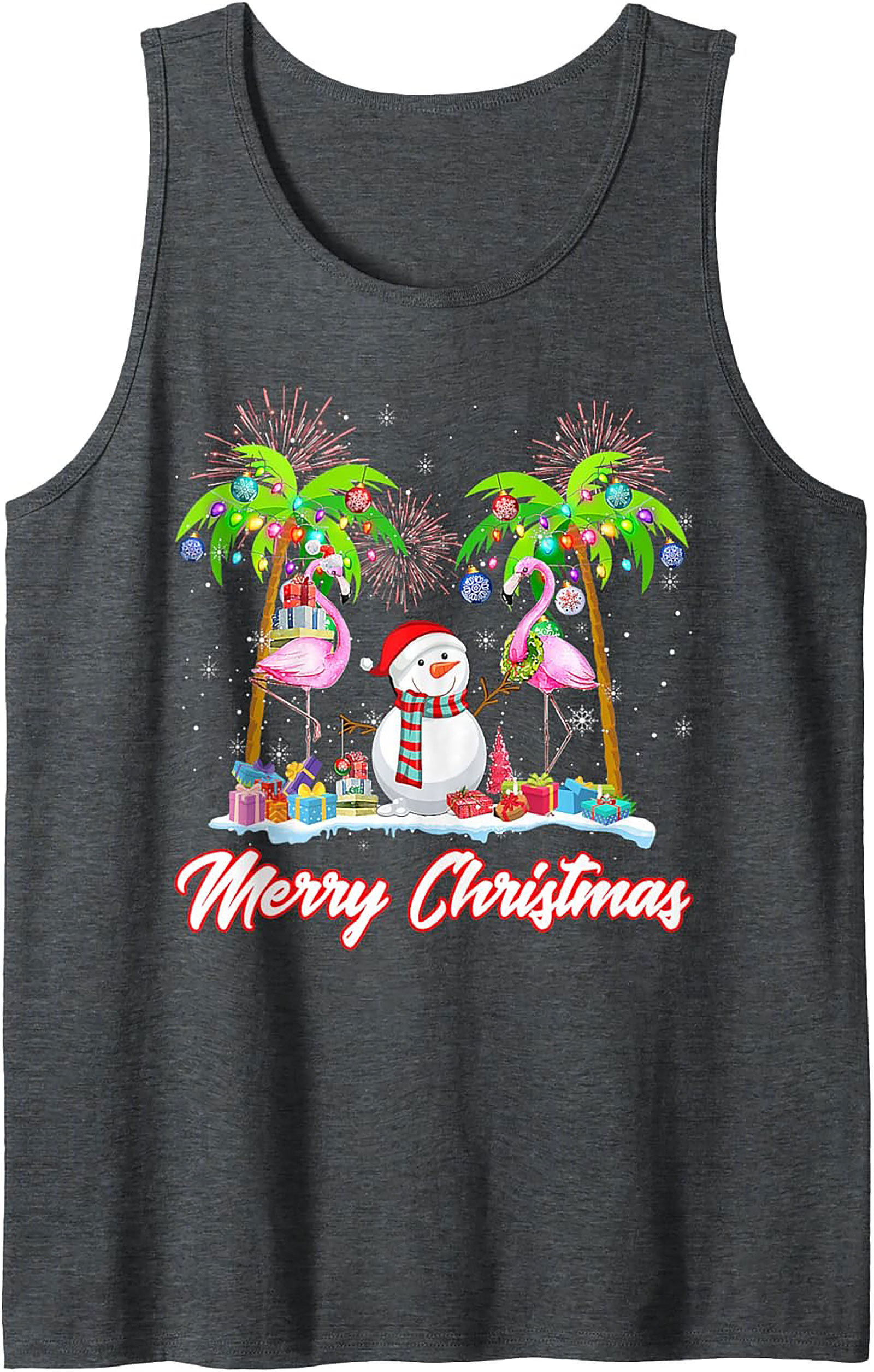 Flamingo Christmas Tank Top Tropical Sleeveless Shirt Gift