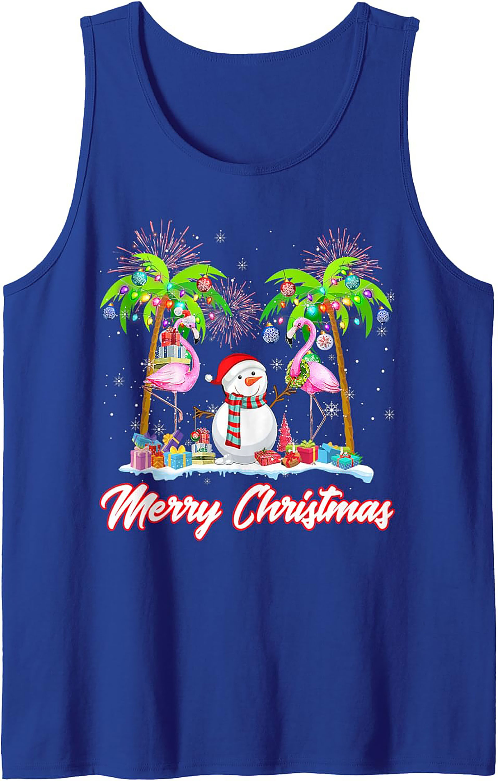 Flamingo Christmas Tank Top Tropical Sleeveless Shirt Gift