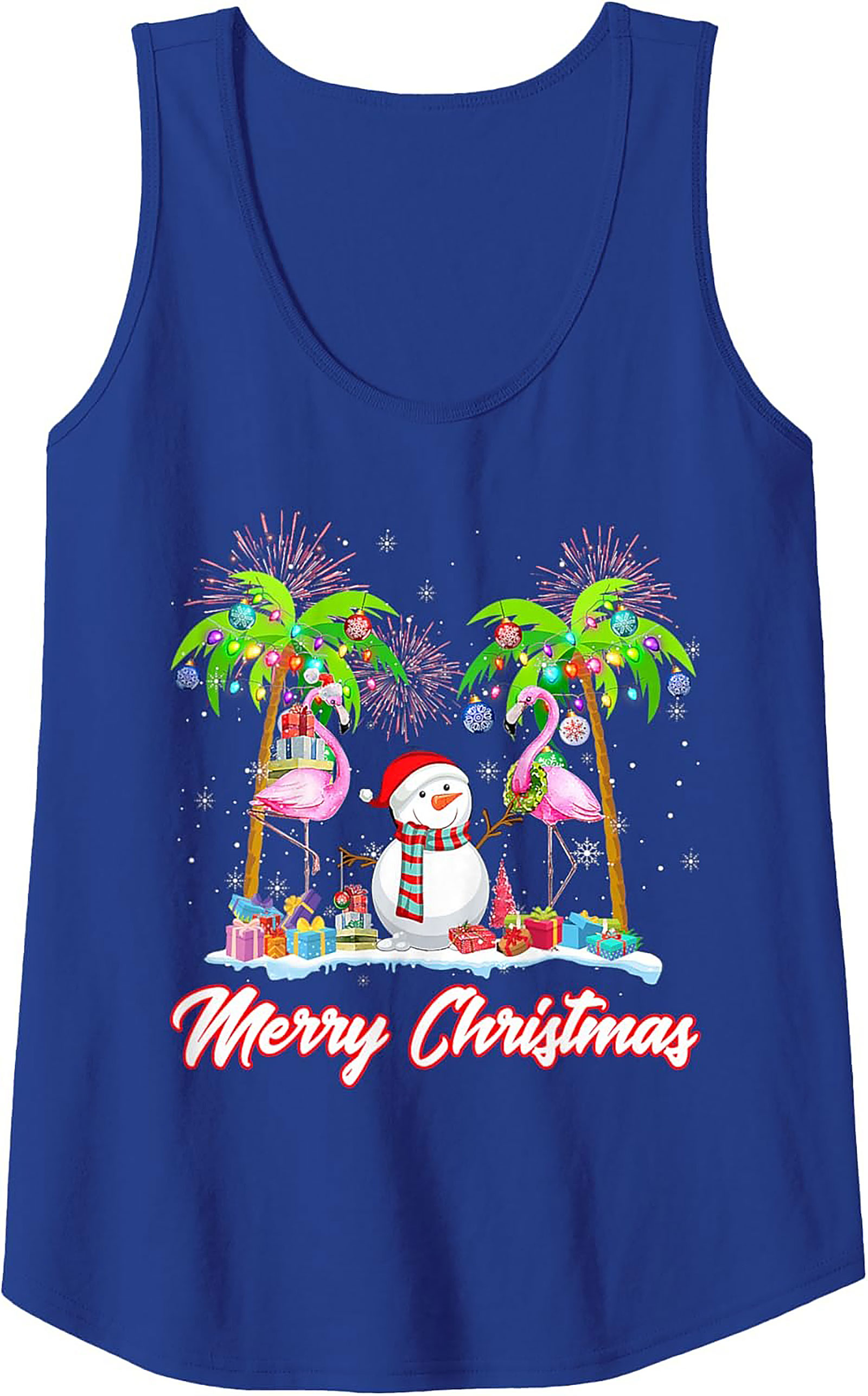 Flamingo Christmas Tank Top Tropical Sleeveless Shirt Gift