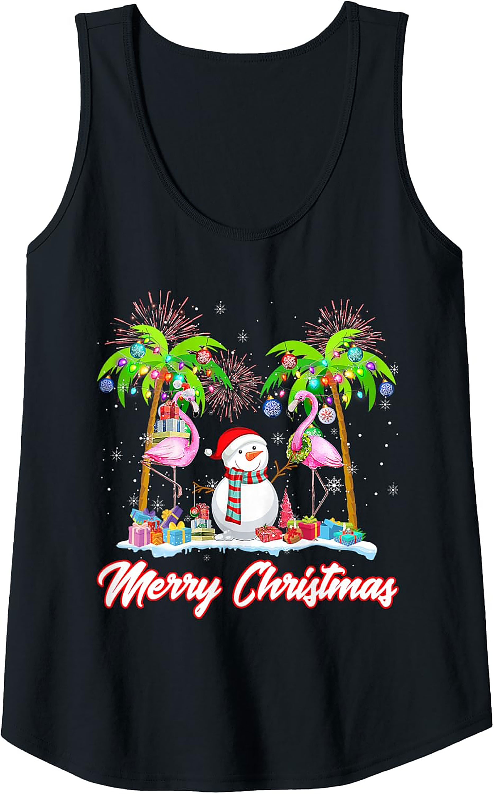 Flamingo Christmas Tank Top Tropical Sleeveless Shirt Gift