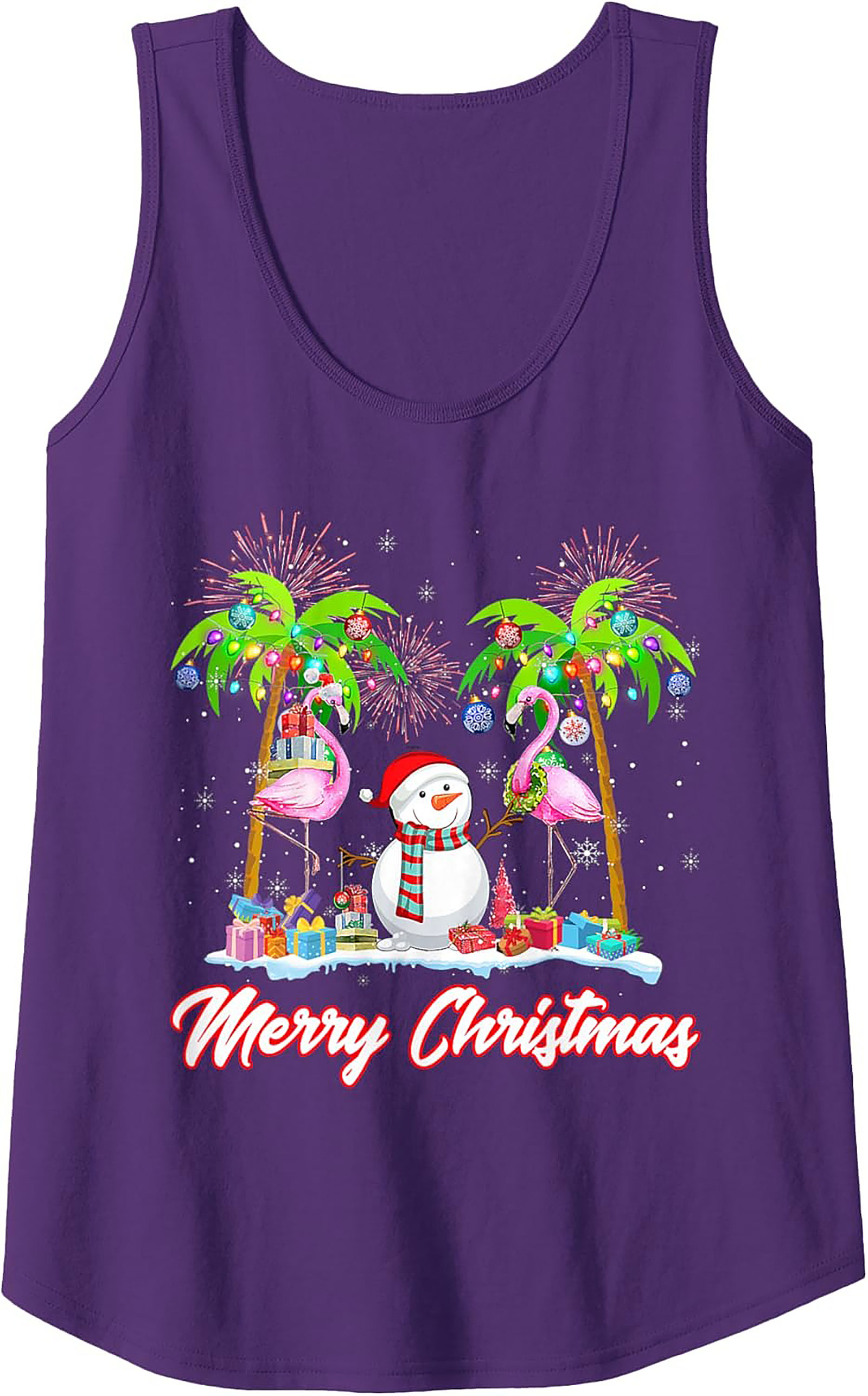 Flamingo Christmas Tank Top Tropical Sleeveless Shirt Gift