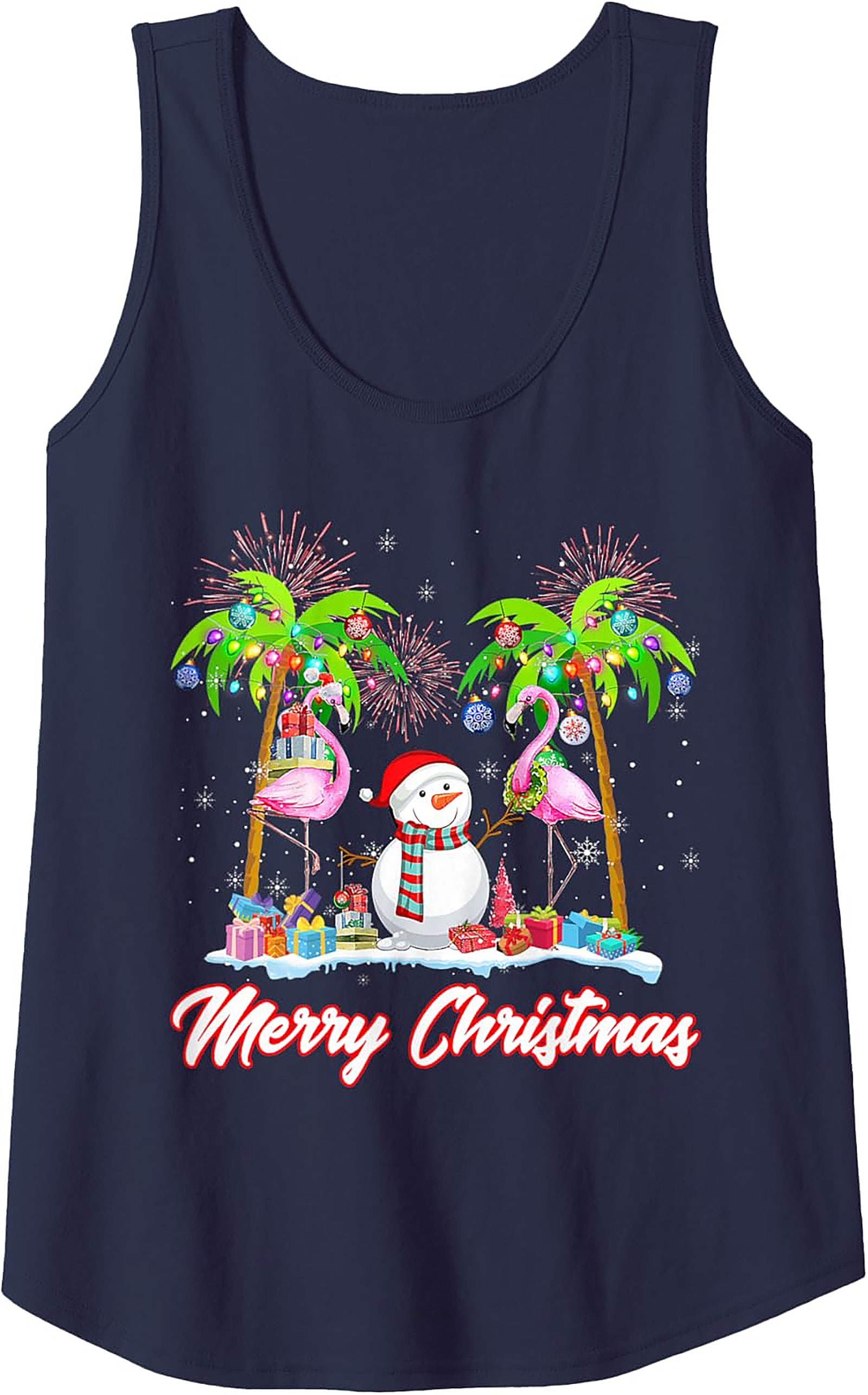 Flamingo Christmas Tank Top Tropical Sleeveless Shirt Gift