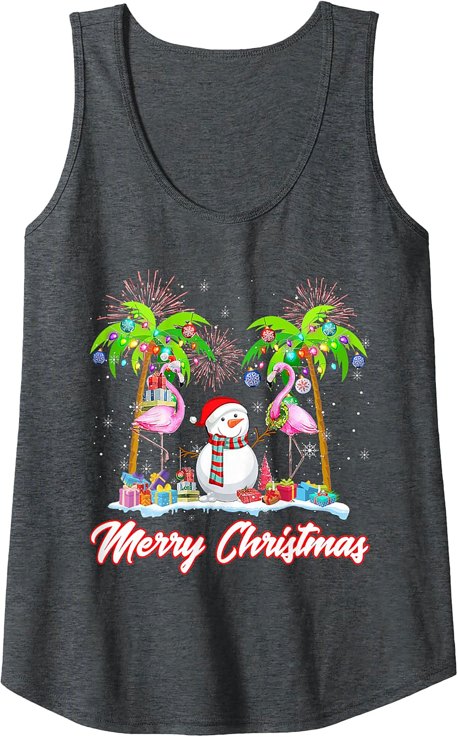 Flamingo Christmas Tank Top Tropical Sleeveless Shirt Gift