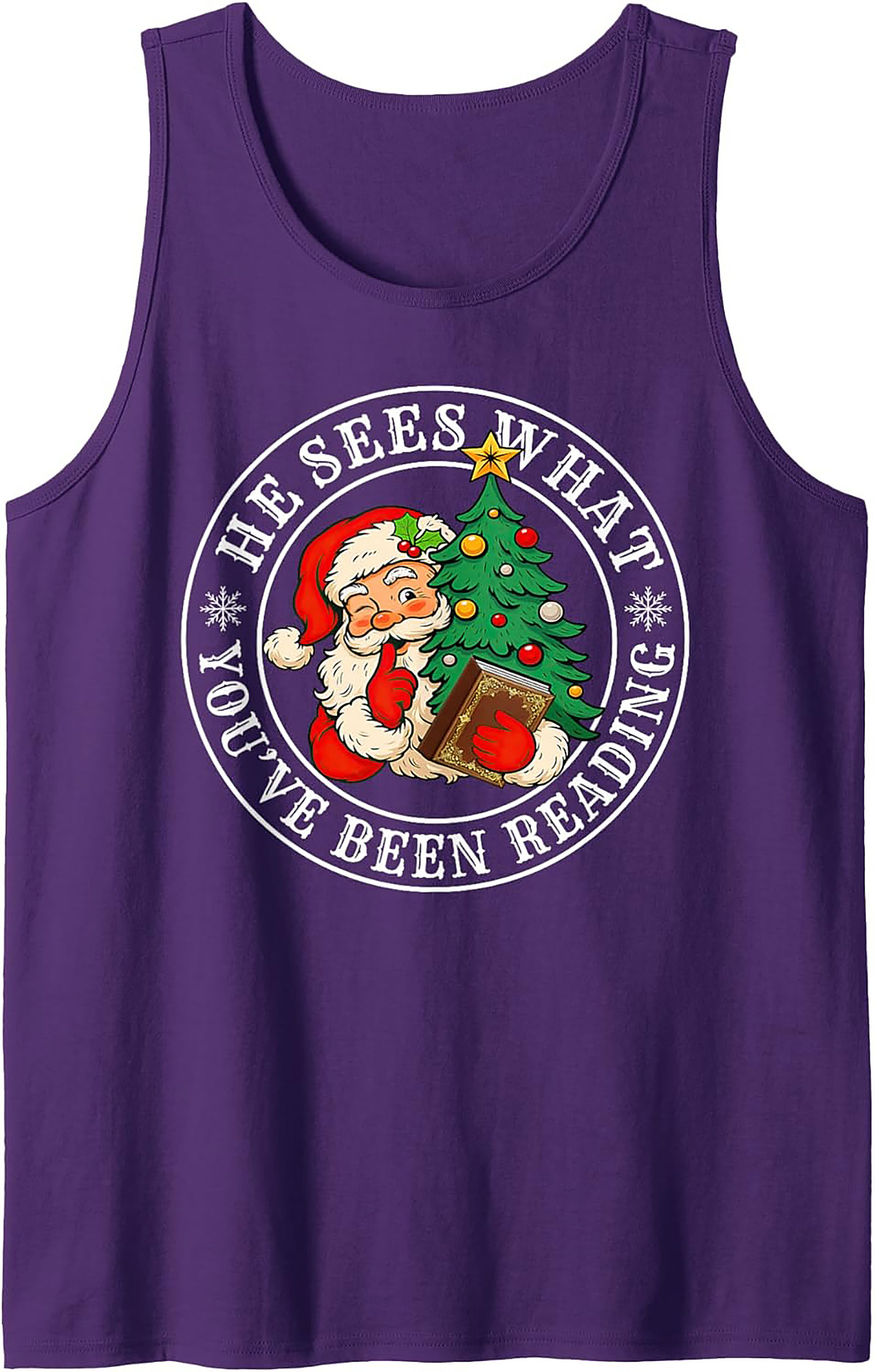 Funny Reading Santa Tank Top Naughty List Christmas Gift