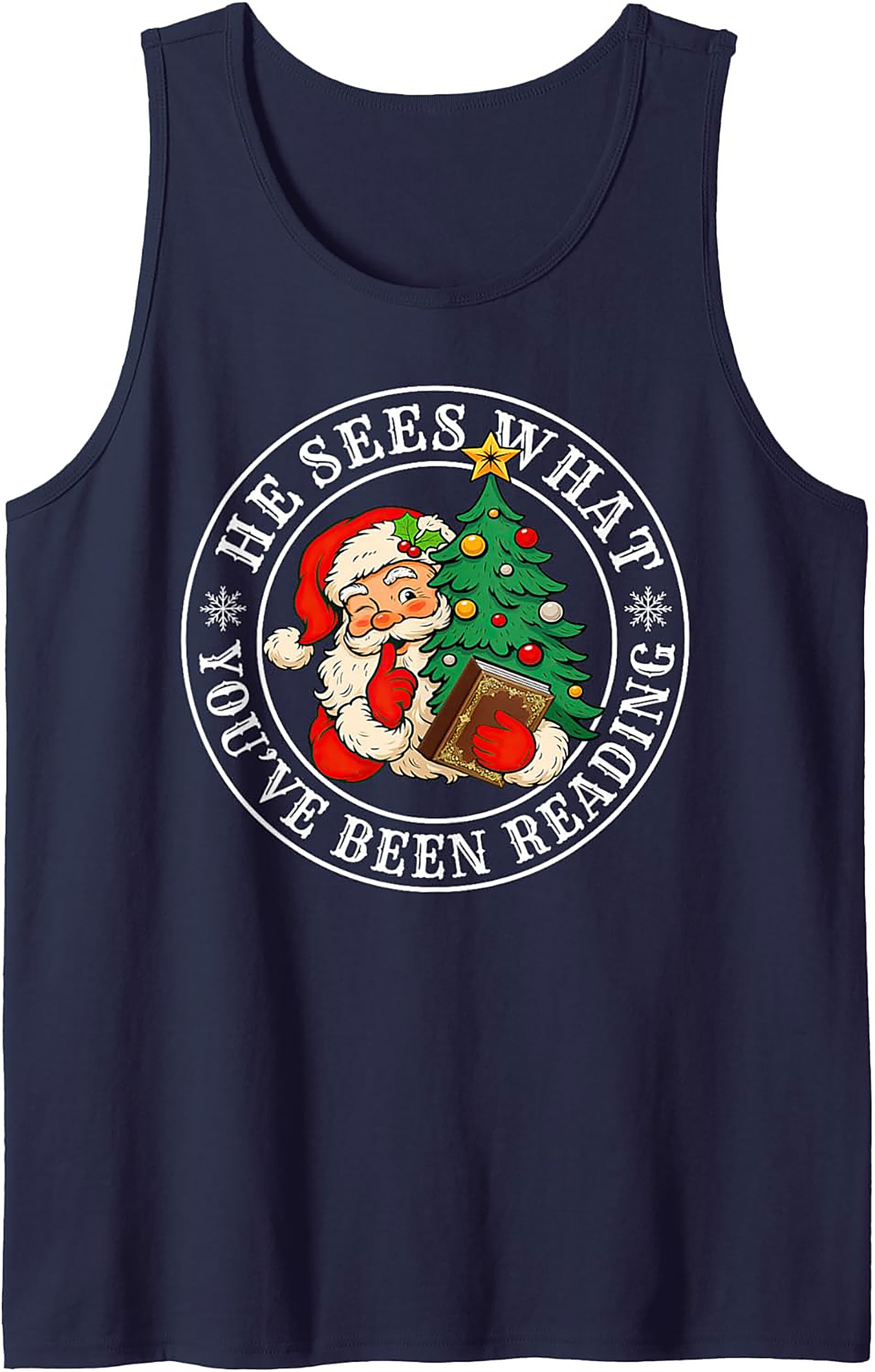 Funny Reading Santa Tank Top Naughty List Christmas Gift