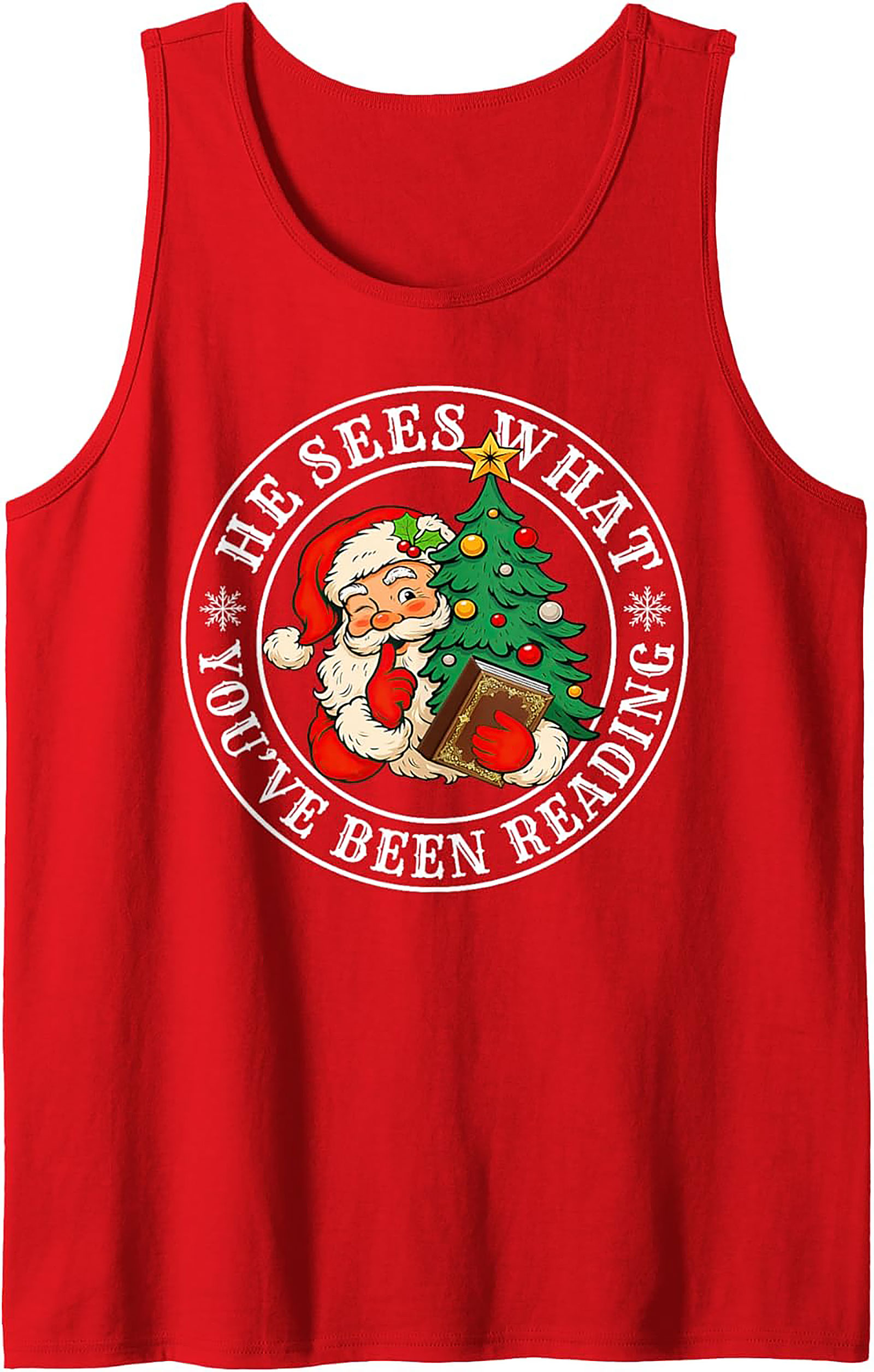 Funny Reading Santa Tank Top Naughty List Christmas Gift
